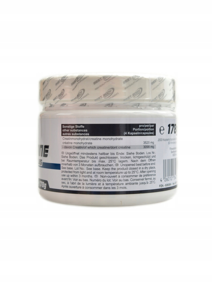 Best body nutrition Creatine capsules 200 kapslí Expiration date at least six months from the date of purchase