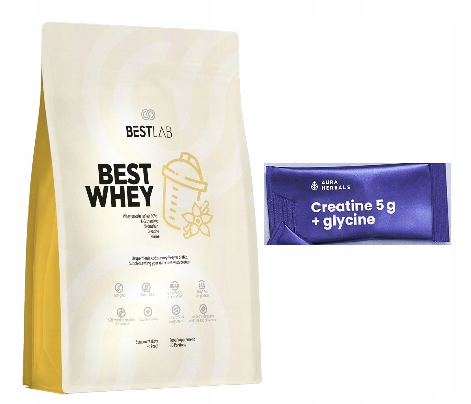 BestWhey PROTEIN SUPPLEMENT WITH CREATINE 900 g + CREATINE BEST LAB