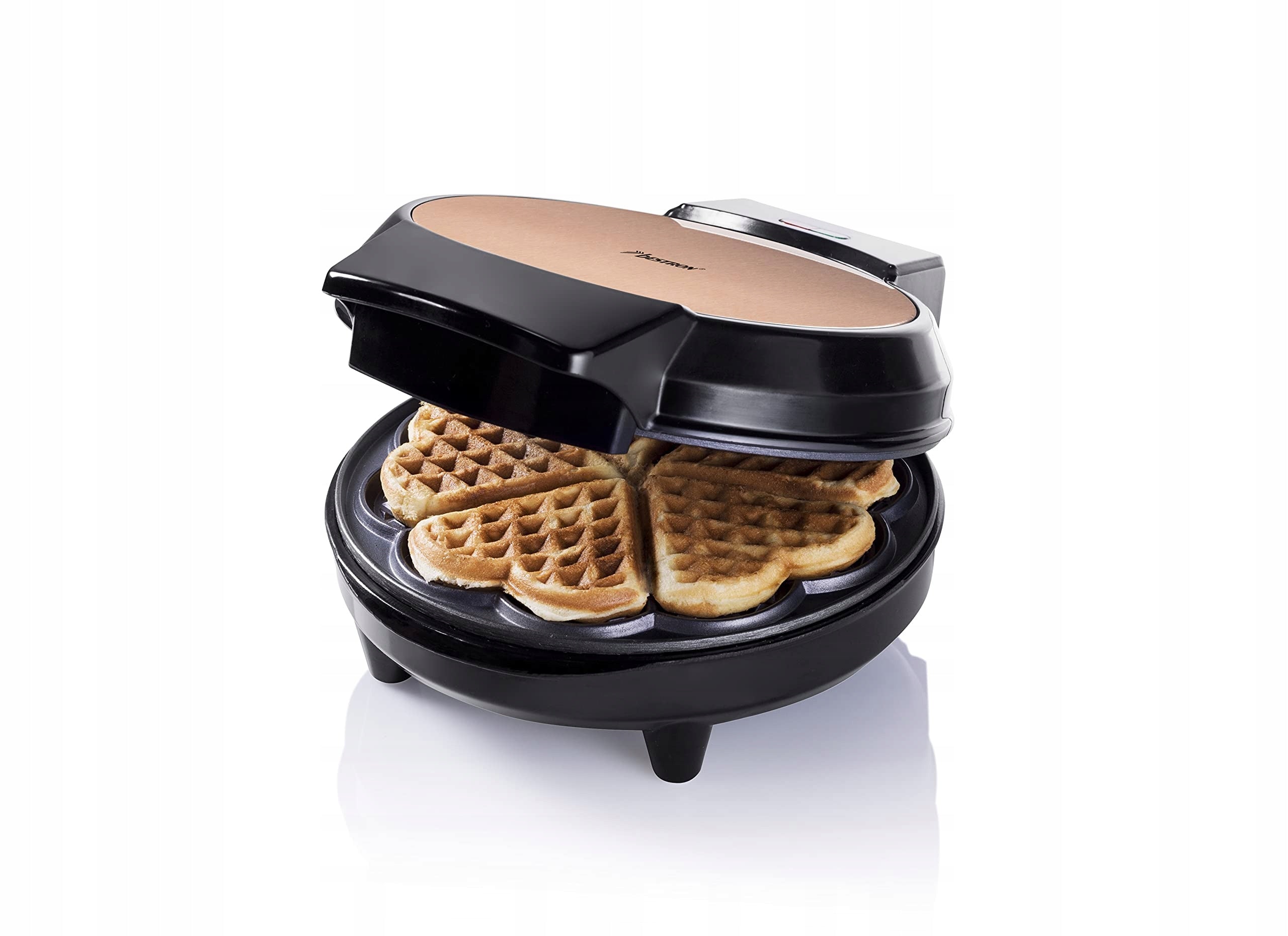 Bestron AWM700CO Waffle Iron Copper 700W Heart Shell