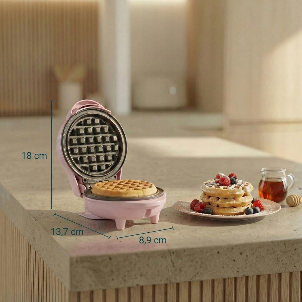 Bestron Mini waffle iron pink retro design Packaging status original
