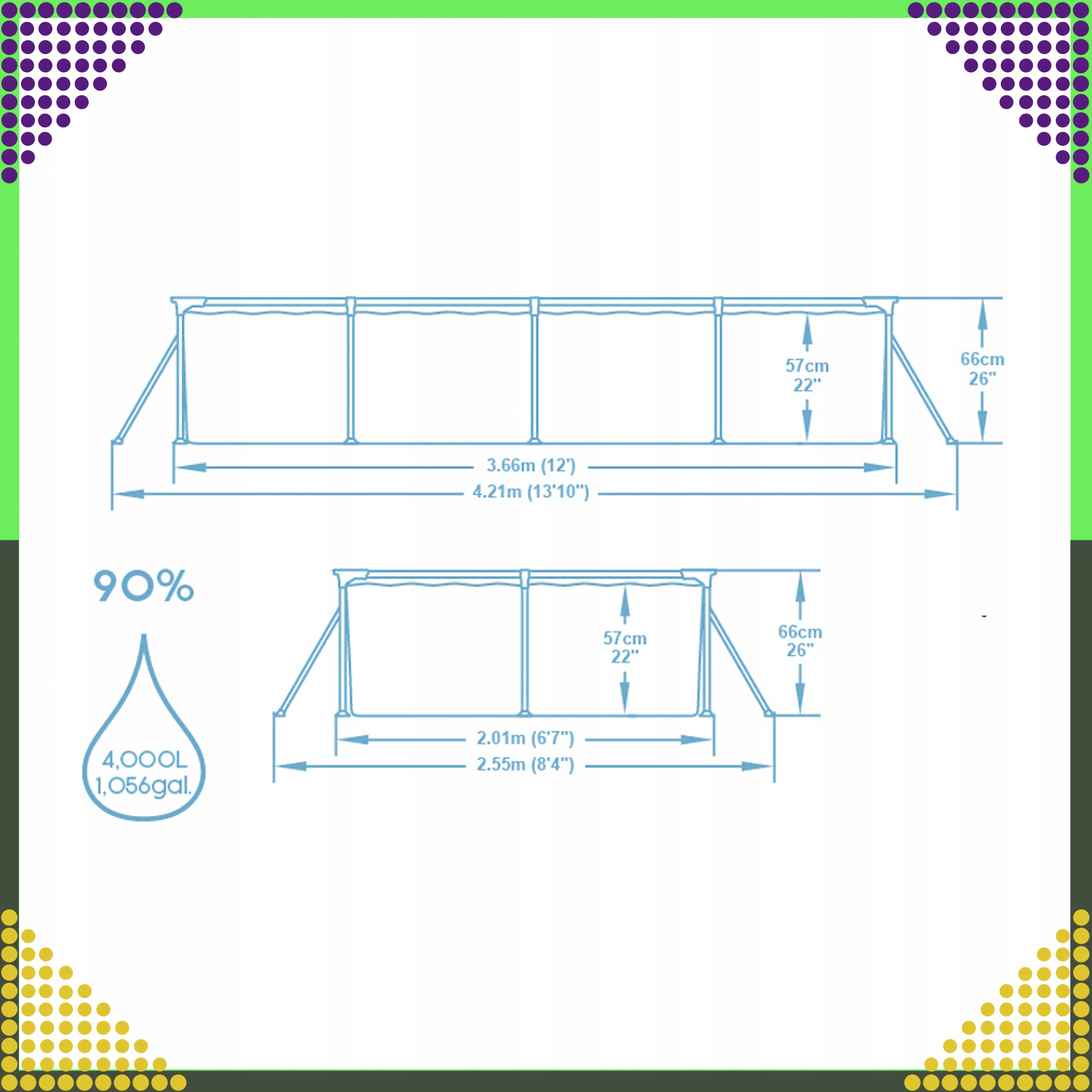 Bestway 561FV Steel Pro Pool Framed Rectangular Garden 366x201x66 cm Manufacturer code 561FT