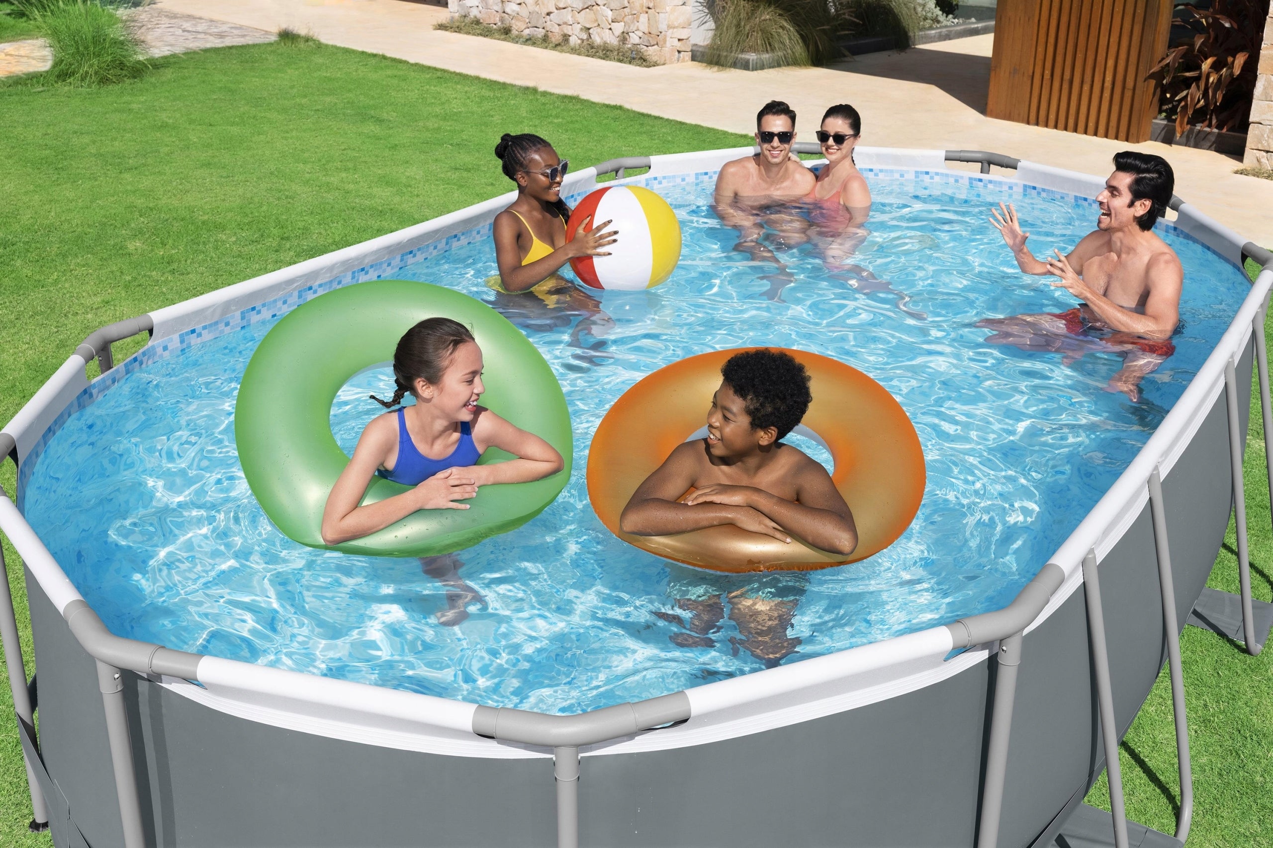 Bestway 56448 Garden Pool 488x305x107cm Cover Ladder Pump Volume 10949 l