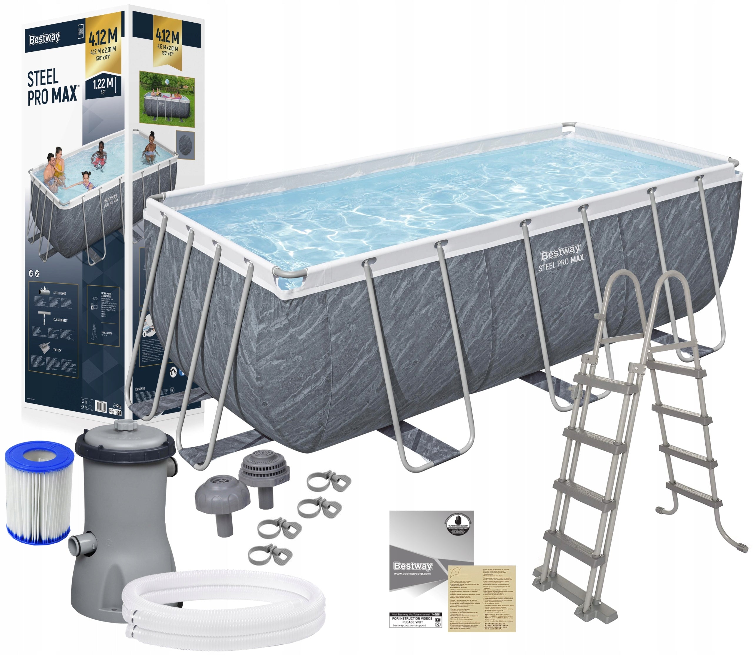 Bestway 56722 412x201x122cm Pool Framed Garden Ladder Pump 2026r