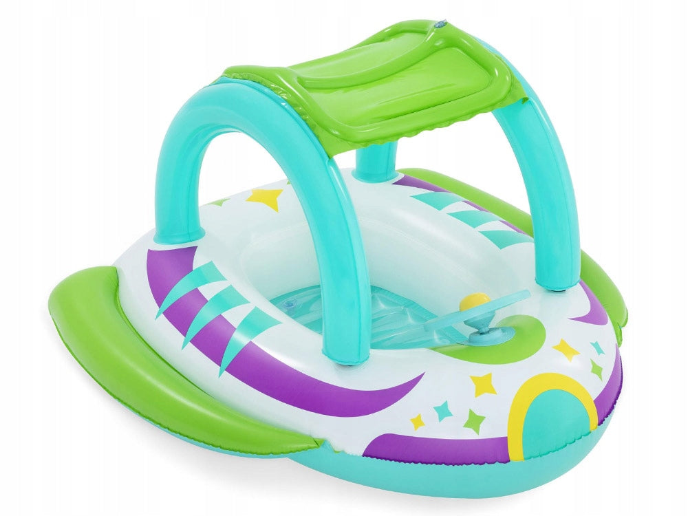 Bestway Inflatable Pontoon with Canopy Boat with Bottom Steering Wheel + Horn 34149 Brand Bestway