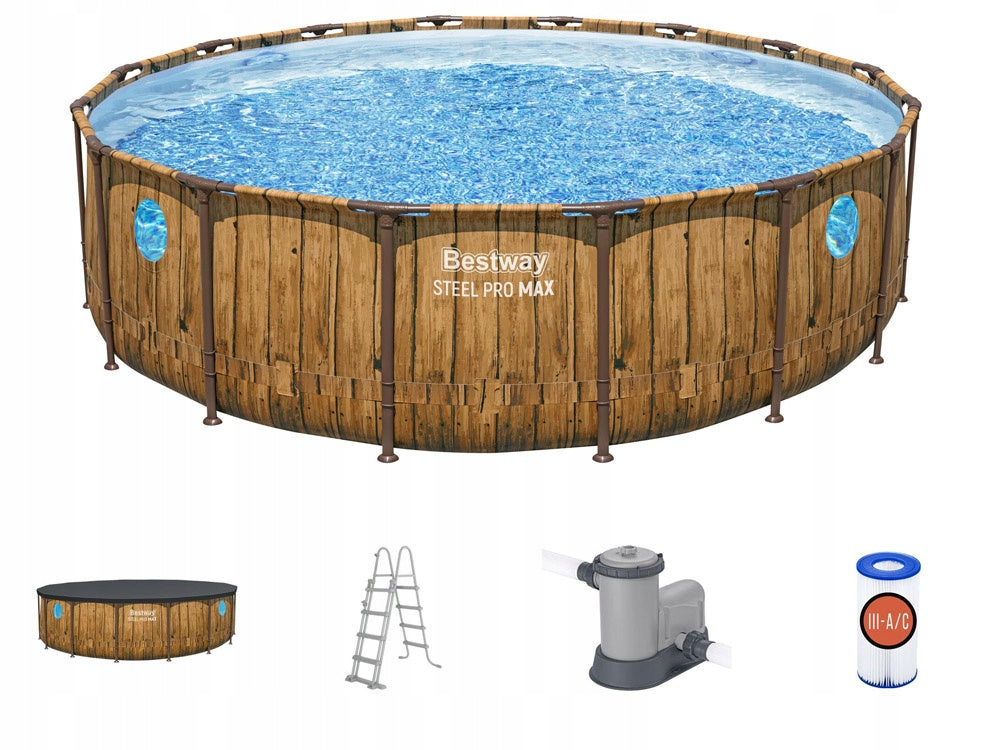 Bestway frame pool pattern board 488x122cm pump ladder cover 56725 Height 122 cm