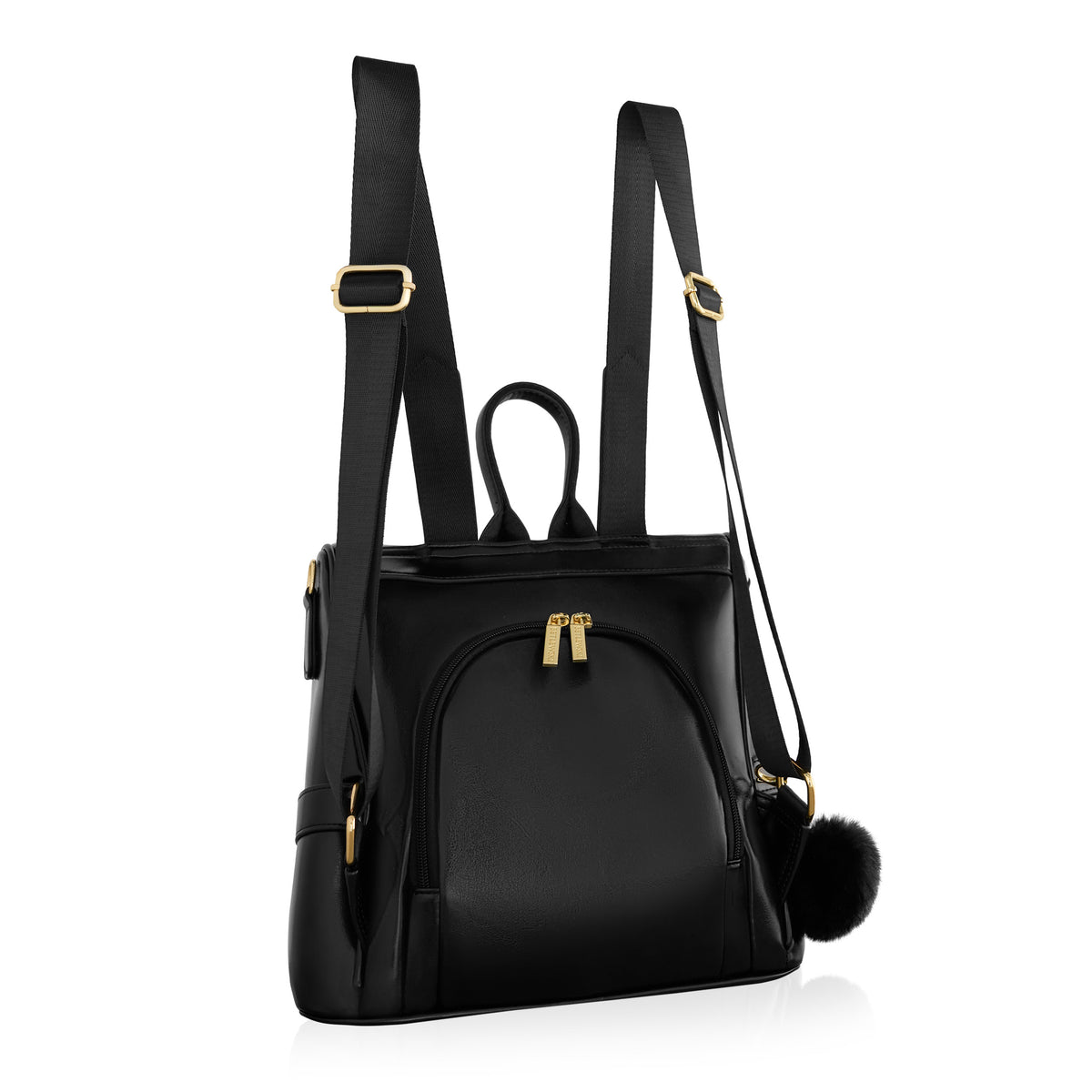 Betlewski Women's backpack 2in1 eco leather zip pockets roomy Manufacturer code BPF-01 CZARNY