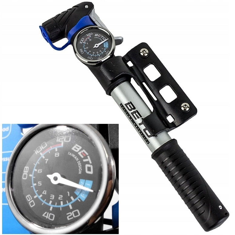 Beto 033AG bicycle pump pressure gauge 7BAR 100psi AV FV presta car