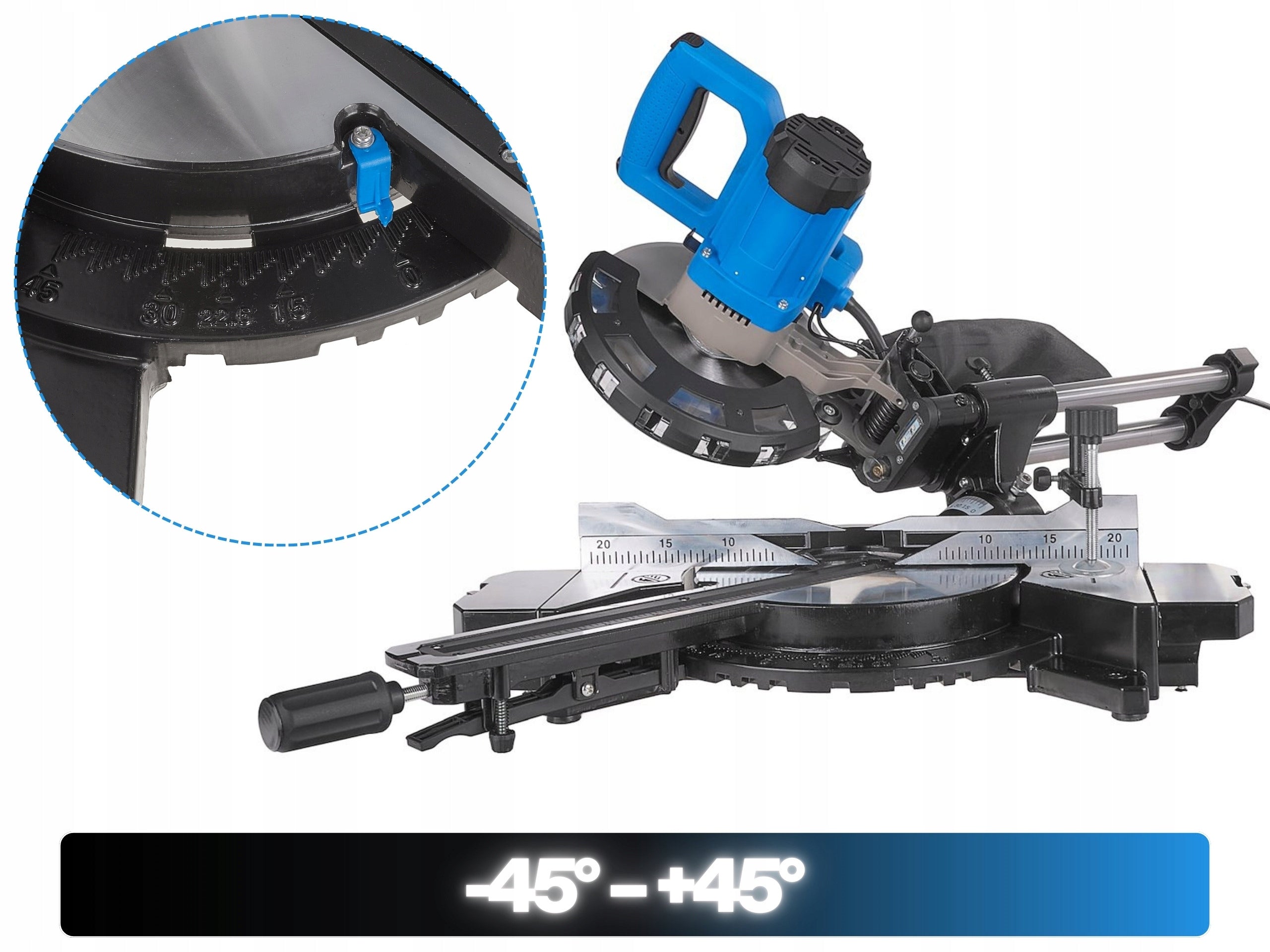 Bevel Saw with Bevel Feed For Wood 2000W 255mm Laser Extraction 3 Discs Saw bore diameter 30 mm