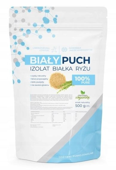 Biały Puch RICE Protein Isolate Vegetable RICE Protein 500g Natural