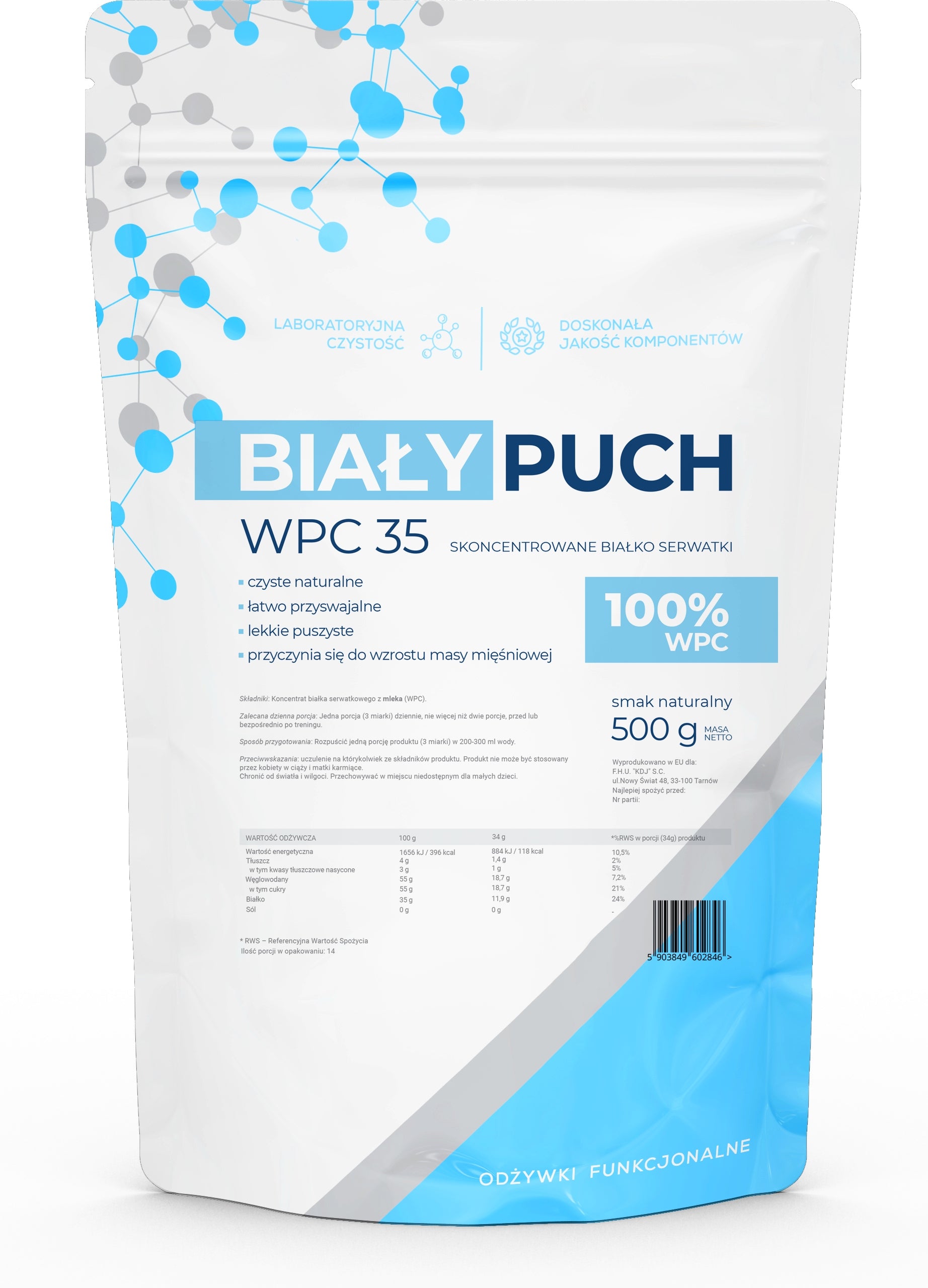 Biały Puch WPC 35 Protein Concentrate Whey Protein Conditioner Whey 500g