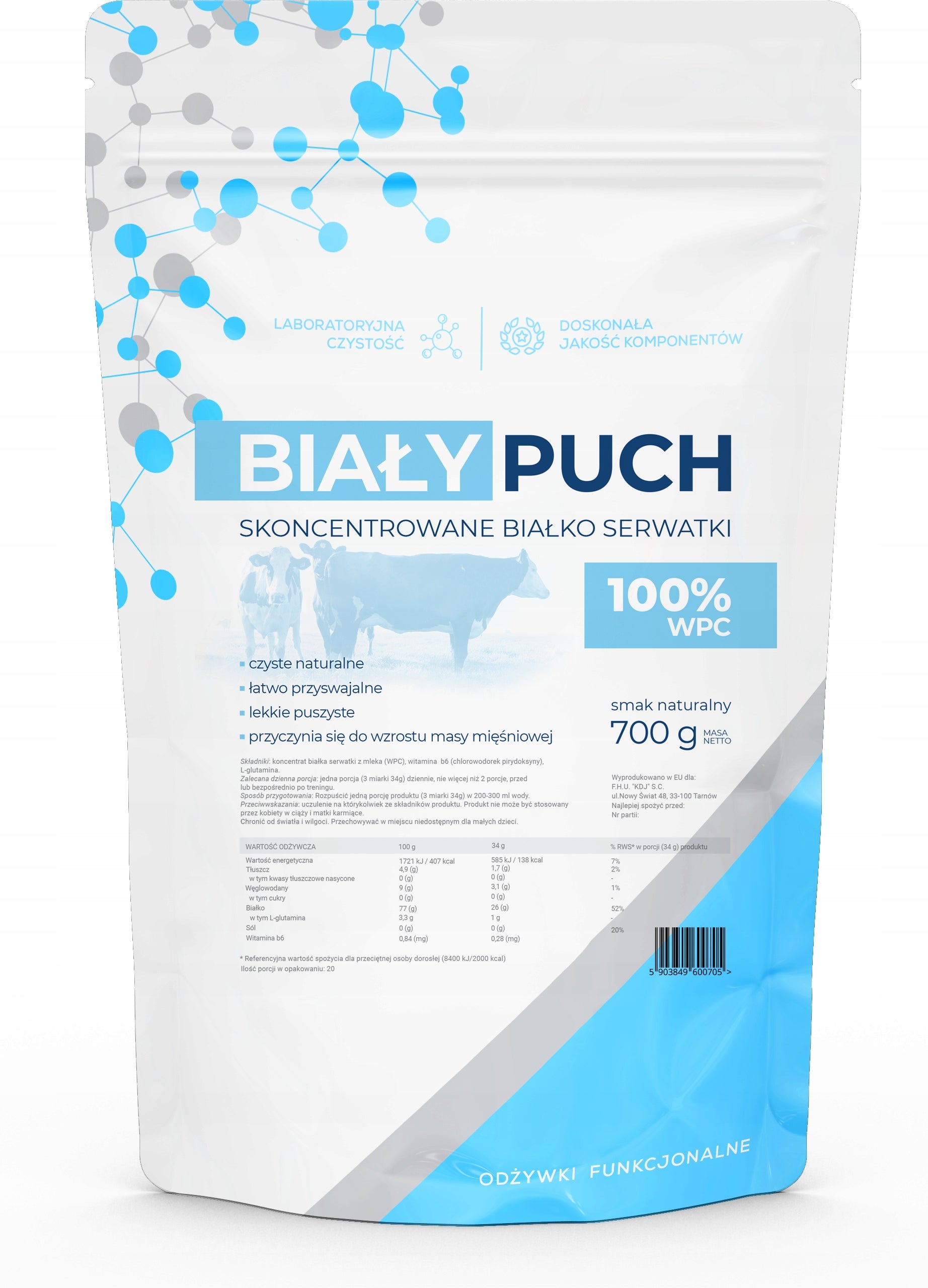Biały Puch WPC Whey Protein Concentrate Conditioner Whey Protein 700g