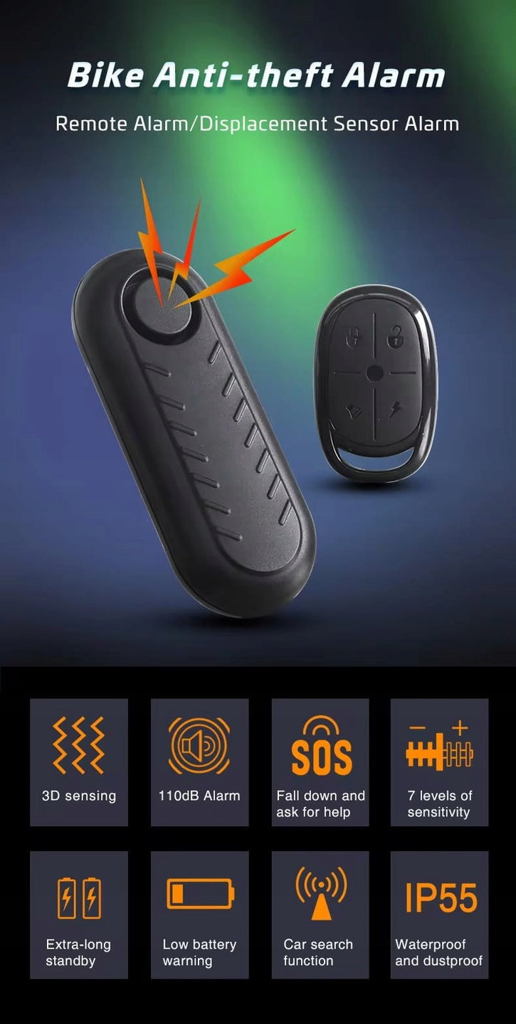 Bicycle Alarm Anti-Theft Remote Control Bike 110dB Location APPLE FIND MY Kind alarm