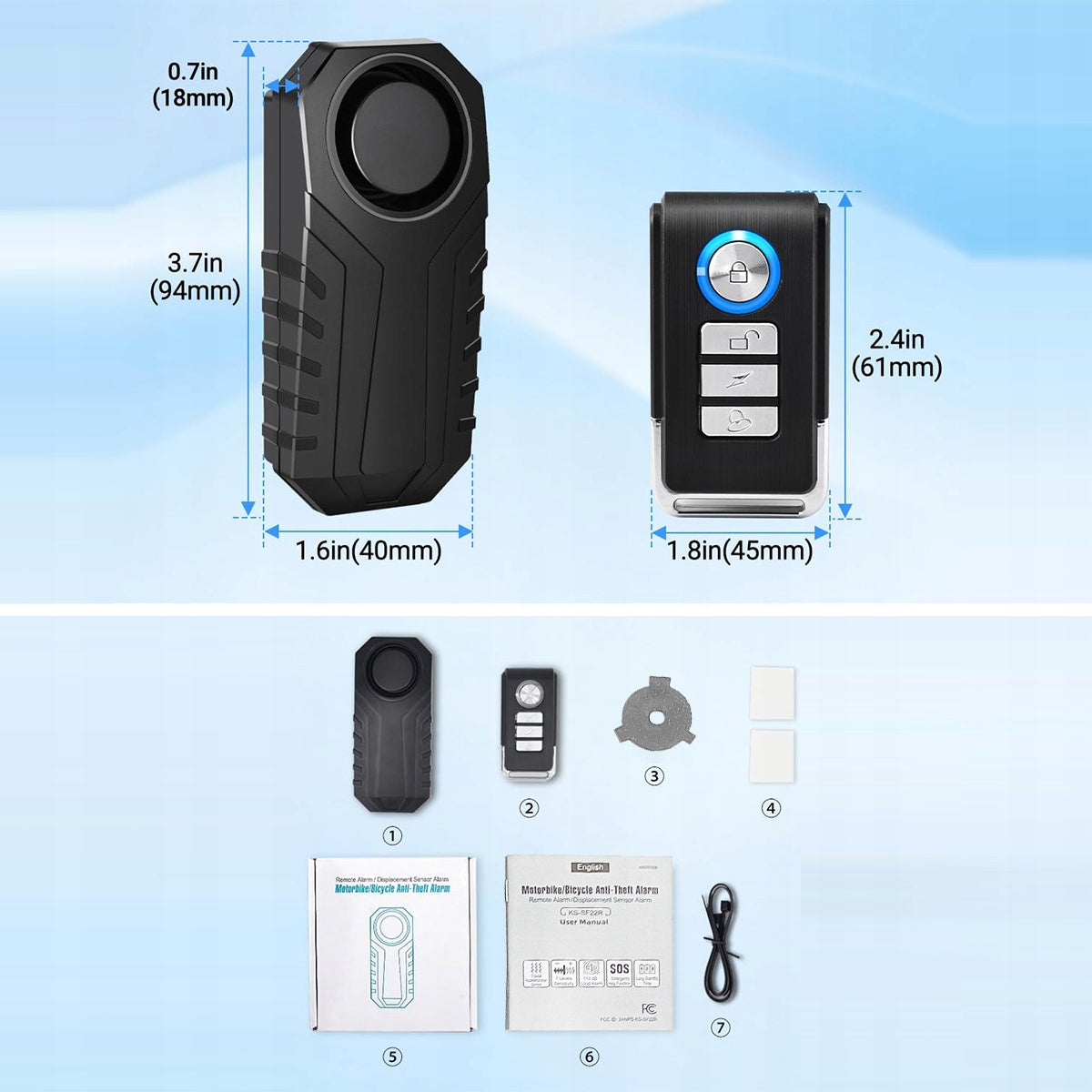 Bicycle Alarm Anti-Theft Remote Control Bike 113dB Waterproof IP55 Model 4894791740018
