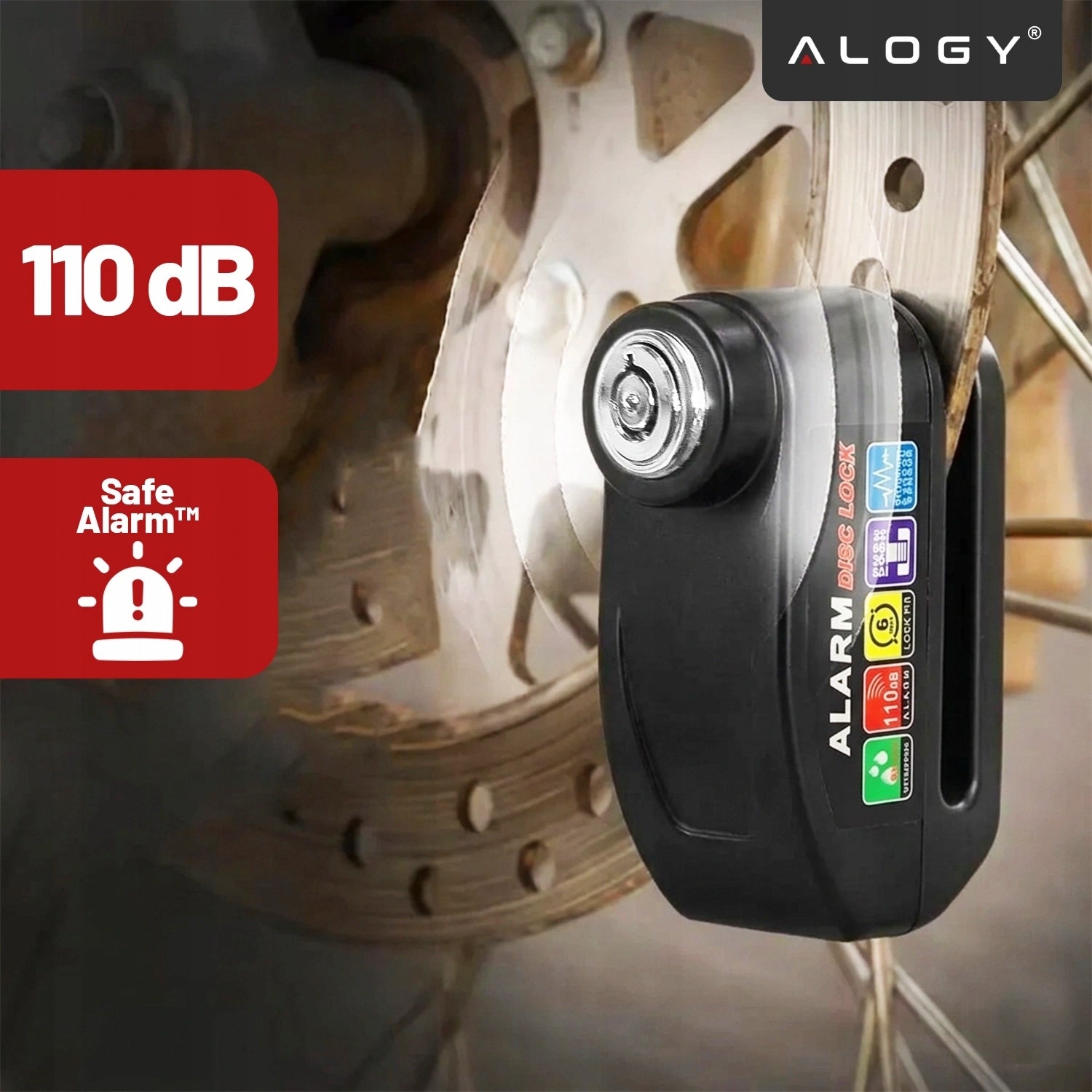 Bicycle Alarm Lock For Moped Bike Electric Anti-Theft Brand Alogy