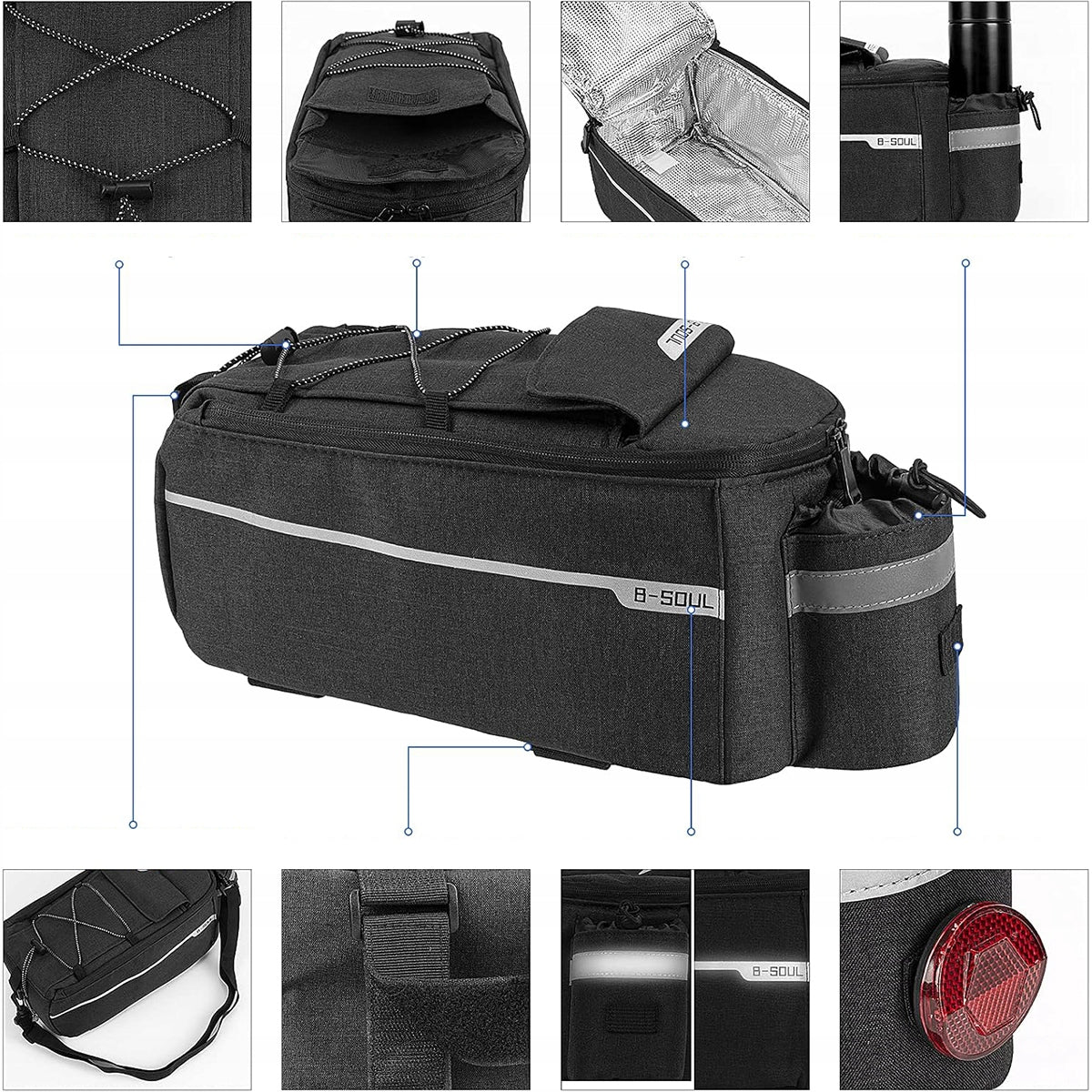 Bicycle Bag 10L Luggage Bag Reflective Bike Waterproof Dedicated for MTB (mountain bikes) road bikes street bikes e-bikes urban bikes