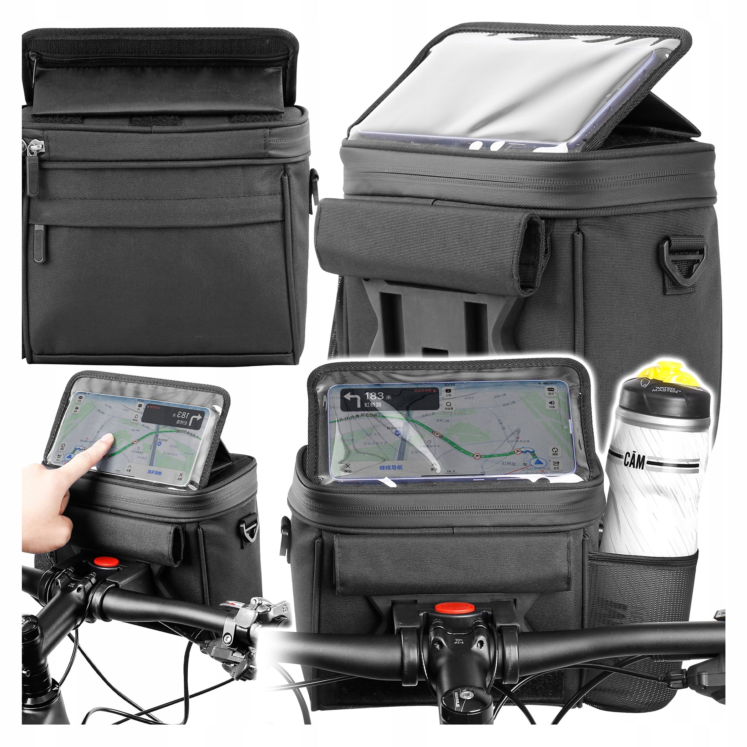 Bicycle Bag For Steering Wheel Pouch Phone Pocket Map GPS Navigation