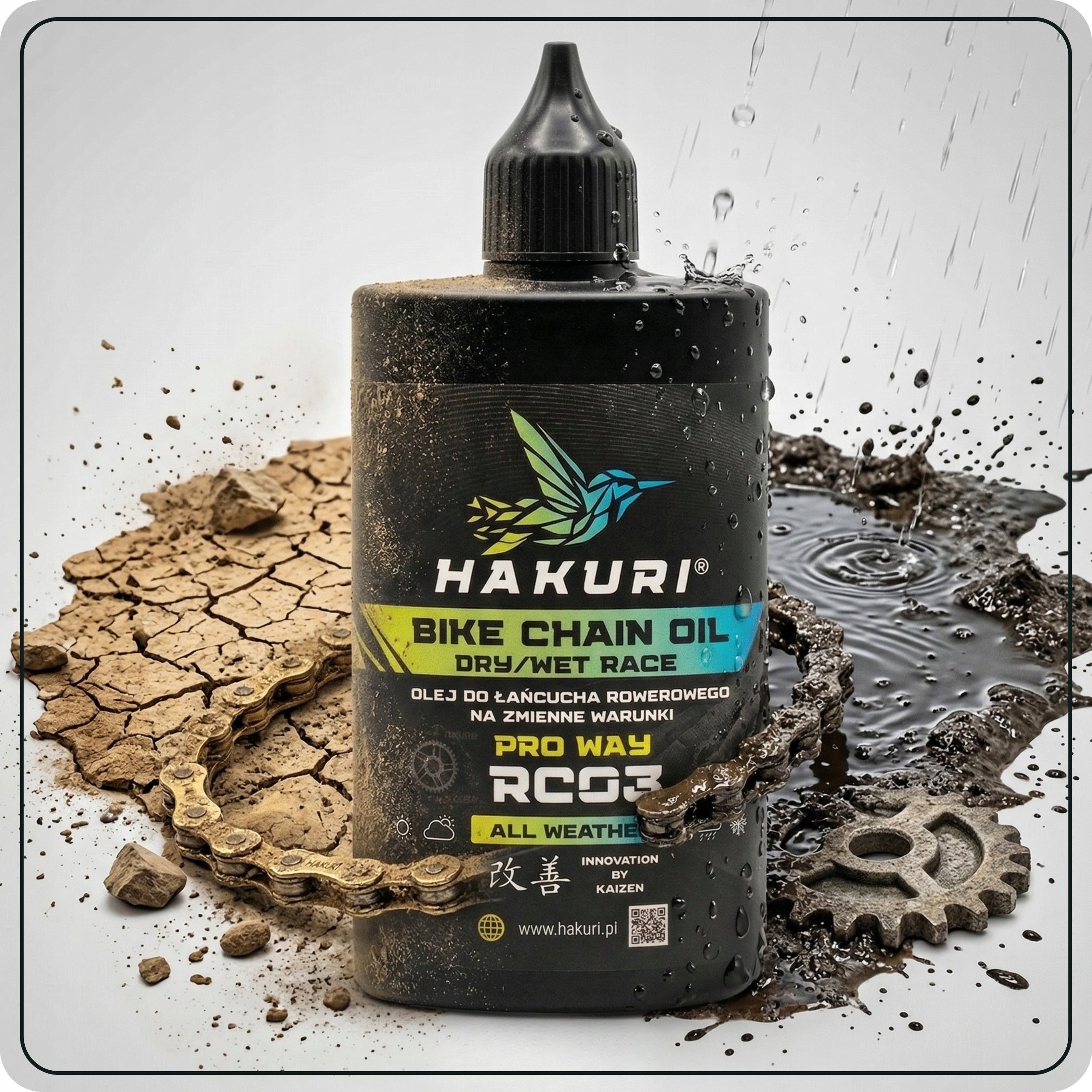 Bicycle Chain Lubrication Oil Variable Conditions Protects Against Corrosion Manufacturer code Olej do ŁAŃCUCHA CHRONI PRZED KOROZJĄ HAKURI