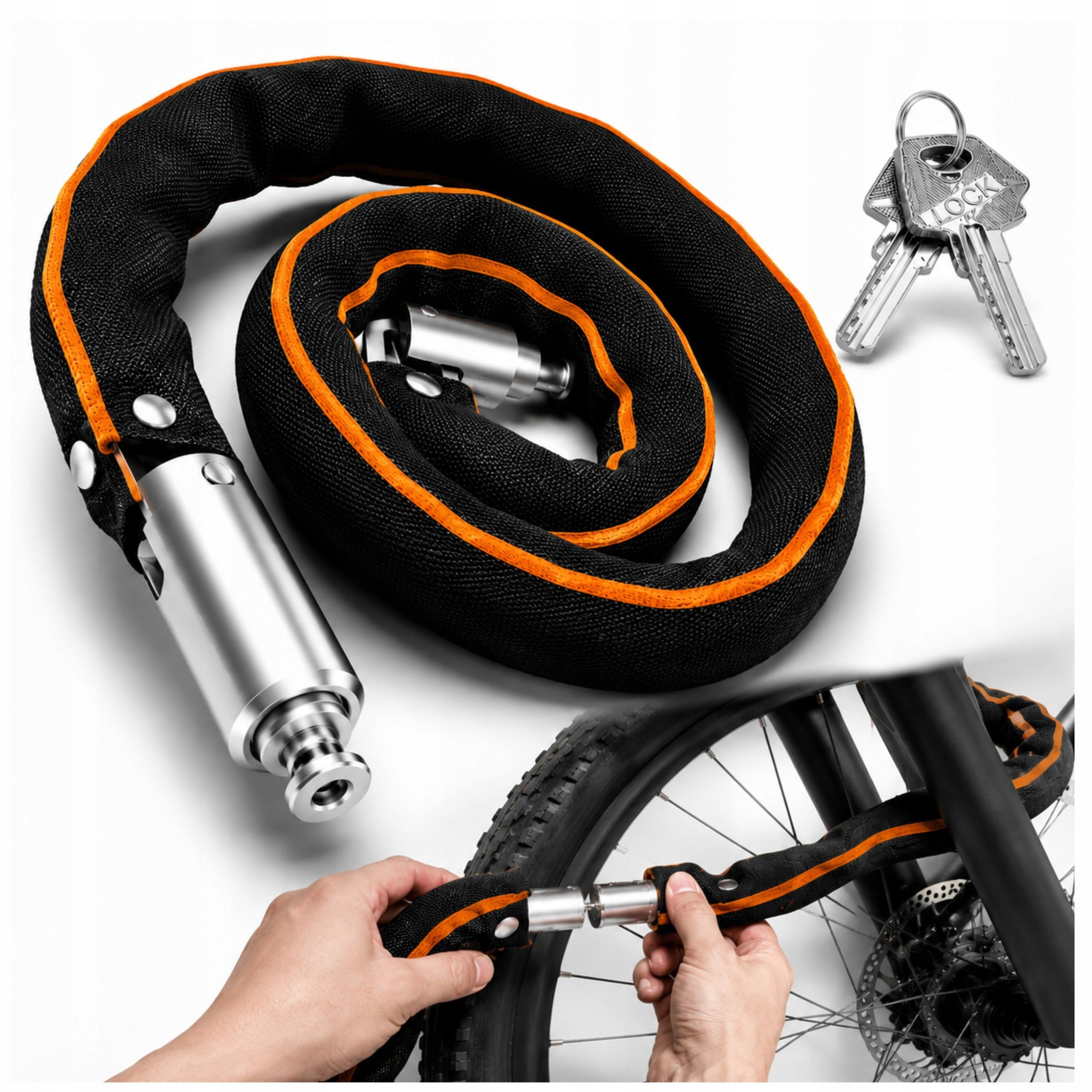 Bicycle Clasp Motor Scooter Chain with Key STEEL 60 cm