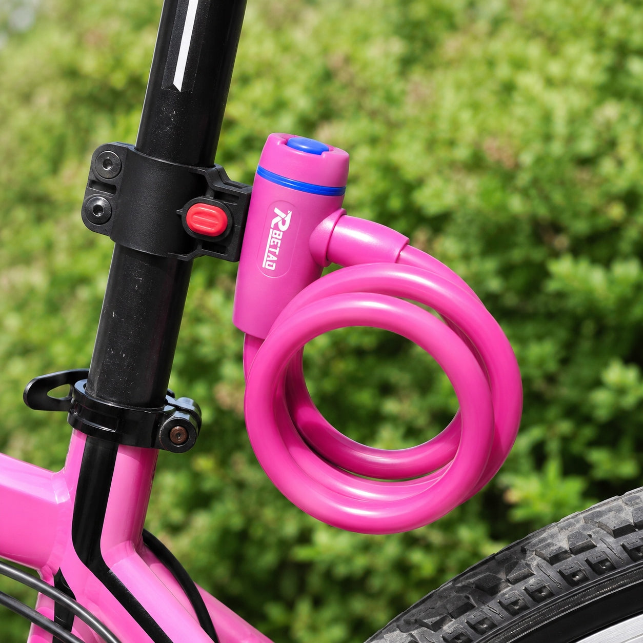 Bicycle Clasp Steel Cable 120 cm 12 mm With Key Pink Packaging status original