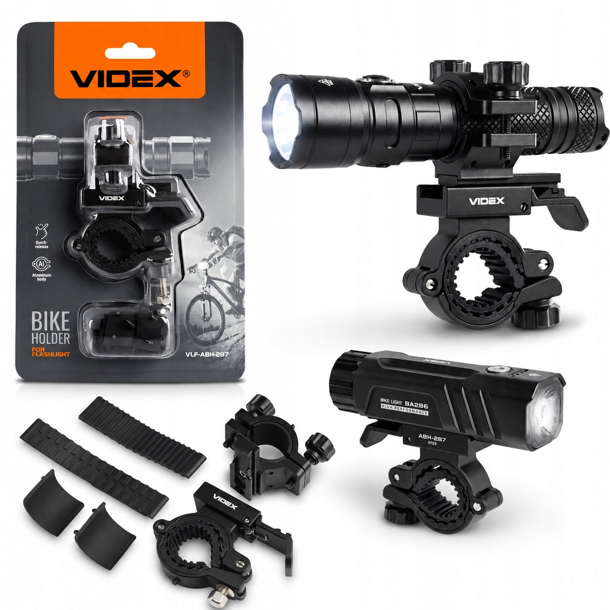 Bicycle Handlebar Holder For Flashlight Lamp Universal Aluminum Videx