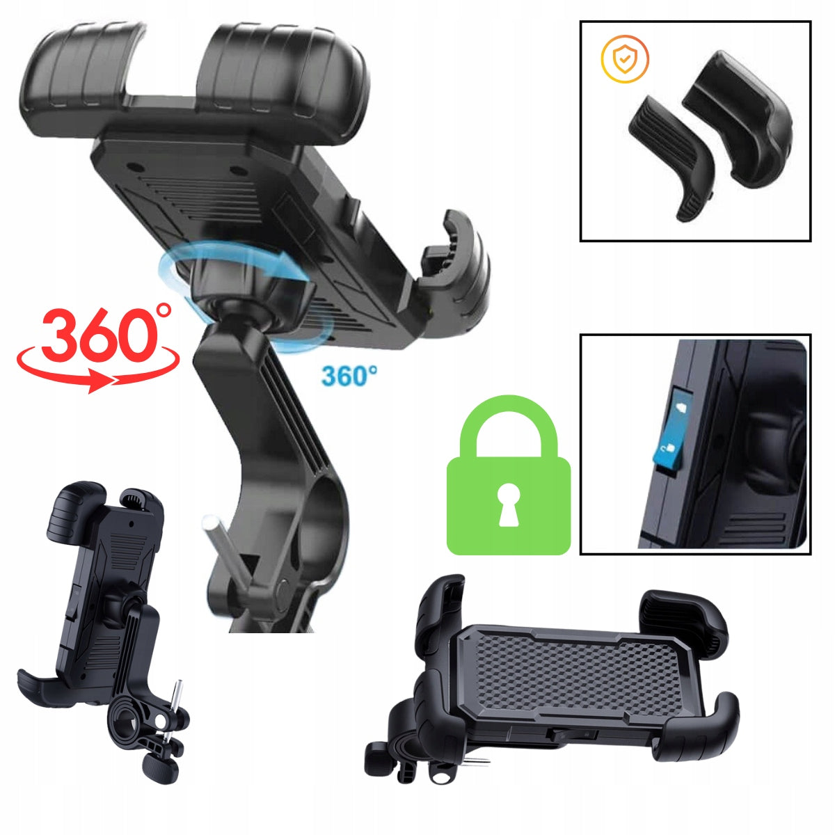 Bicycle Holder Motor Scooter Phone Anti-Vibration Lock 360 Solid Customs tariff code 87149990