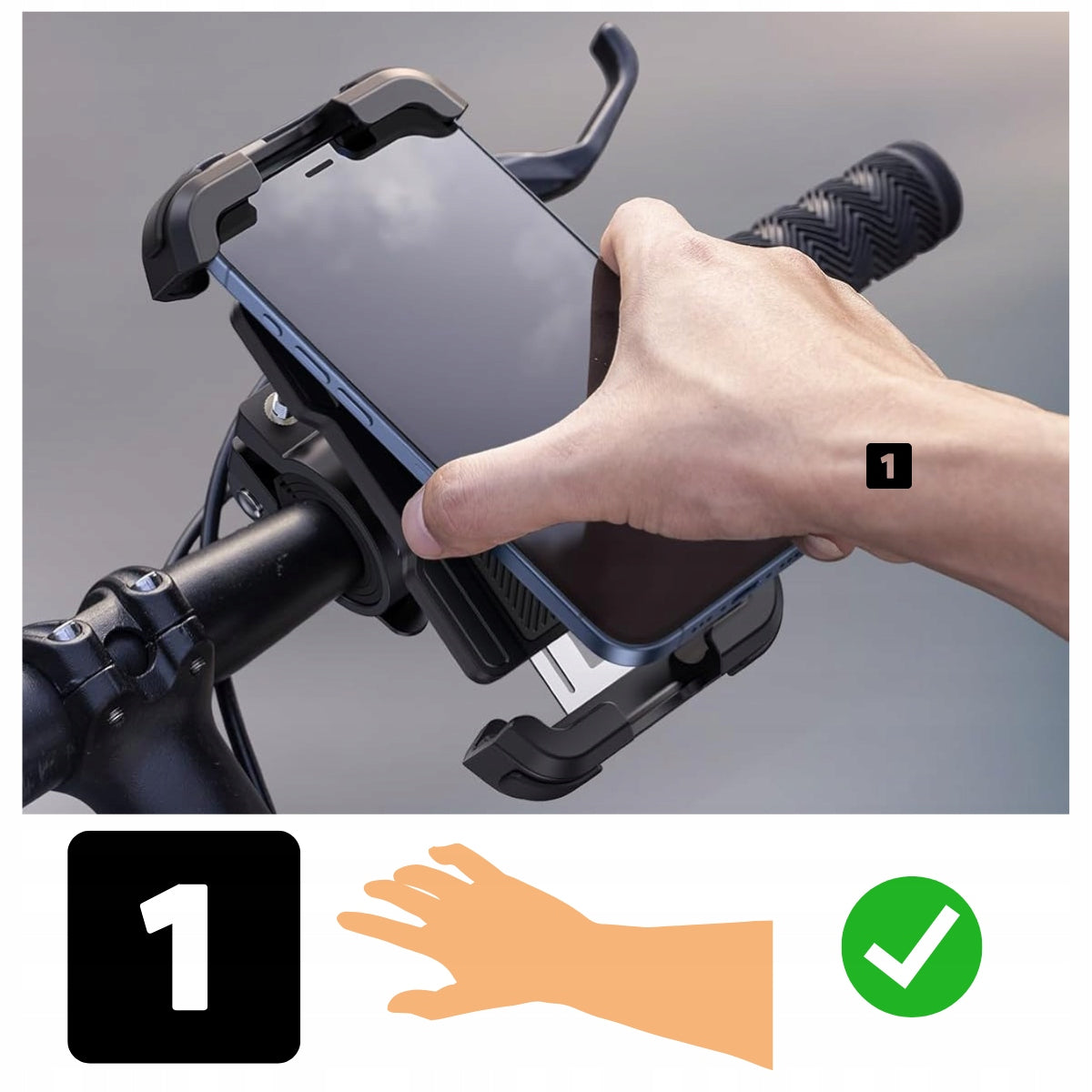 Bicycle Holder Motor Scooter Phone Anti-Vibration Lock 360 Solid Model ML. Ver2.0