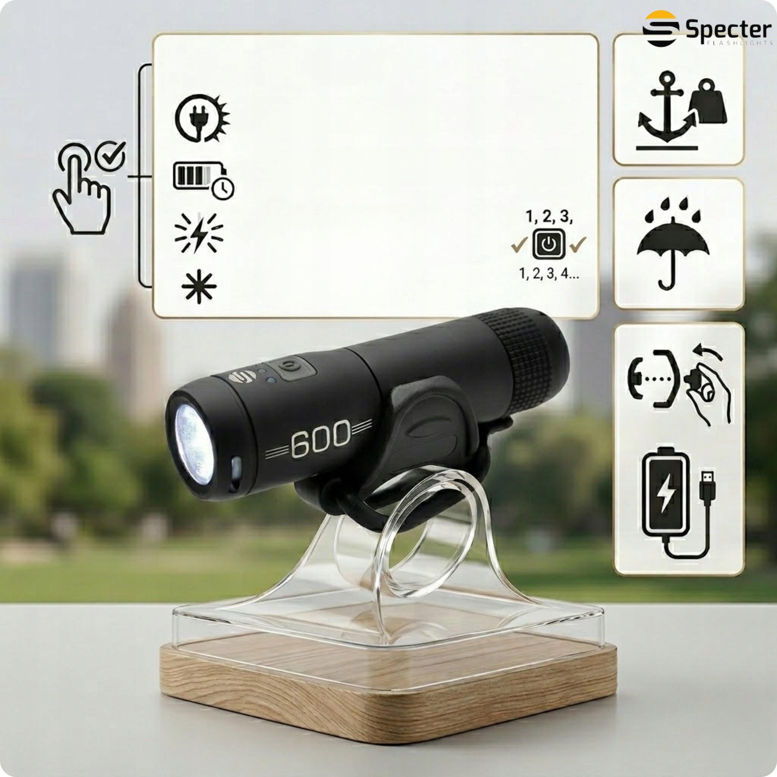 Bicycle Light Front LED 600 LM USB Waterproof Lightweight Torch For Bicycle Packaging status original