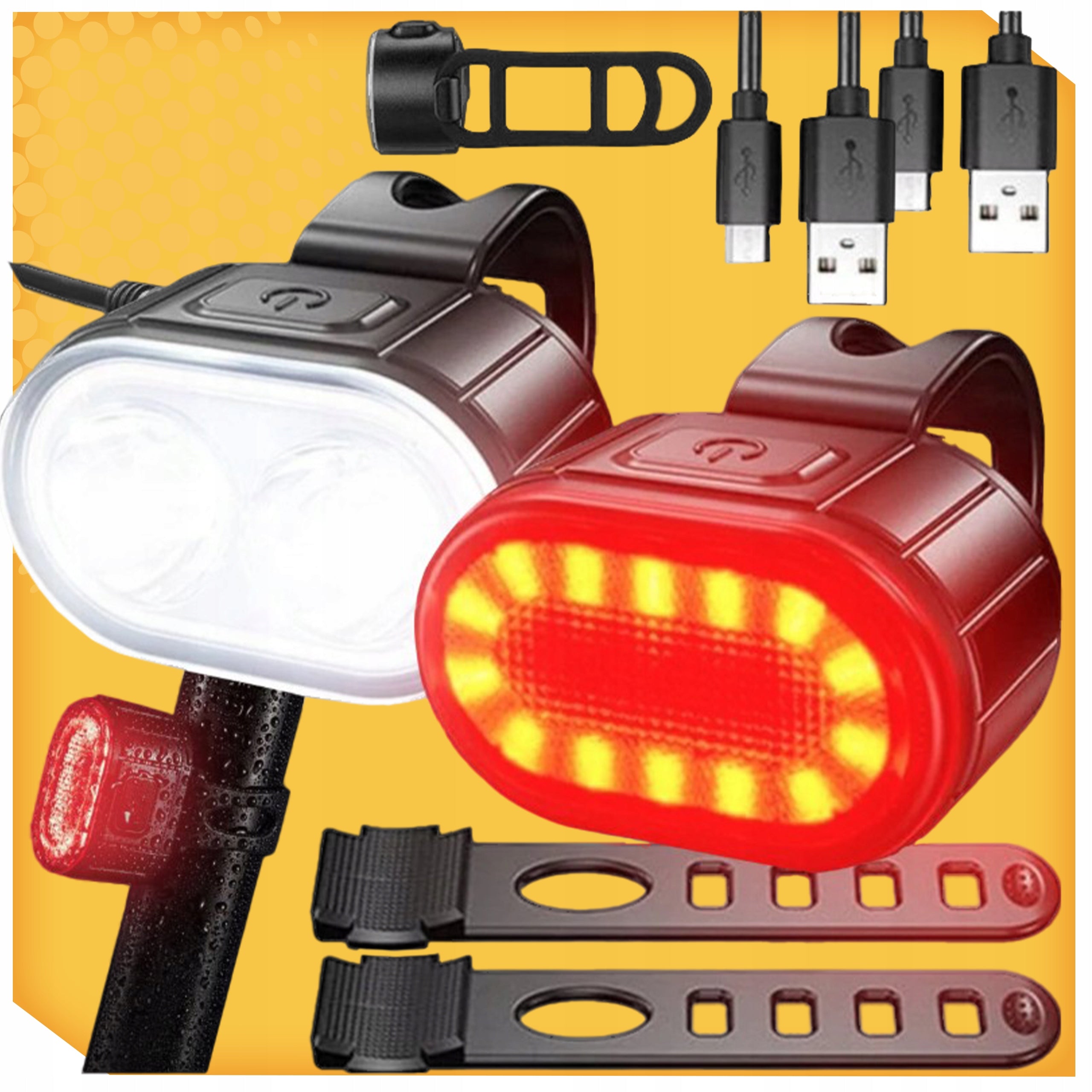 Bicycle Light Front REAR LED Bike Handlebar STRONG USB bright Manufacturer code XA26+