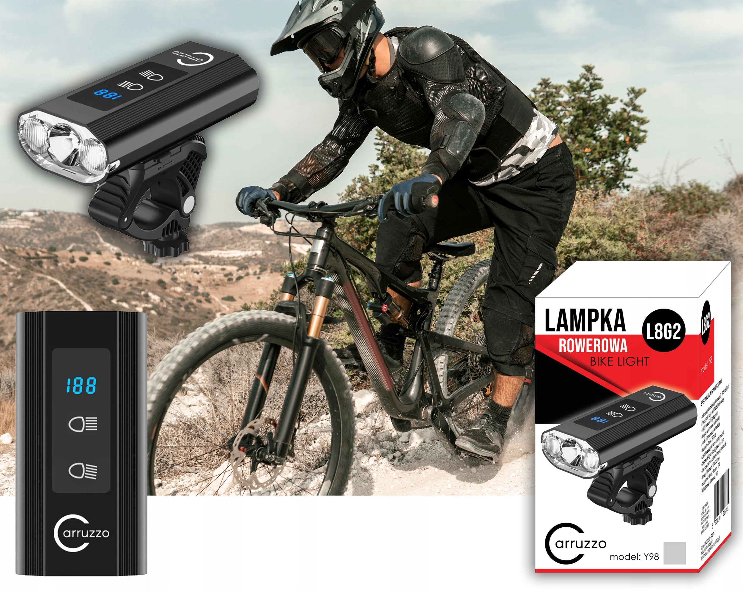 Bicycle Light Long Short 1200lm Powerbank 5 Light Modes Brand Gotel