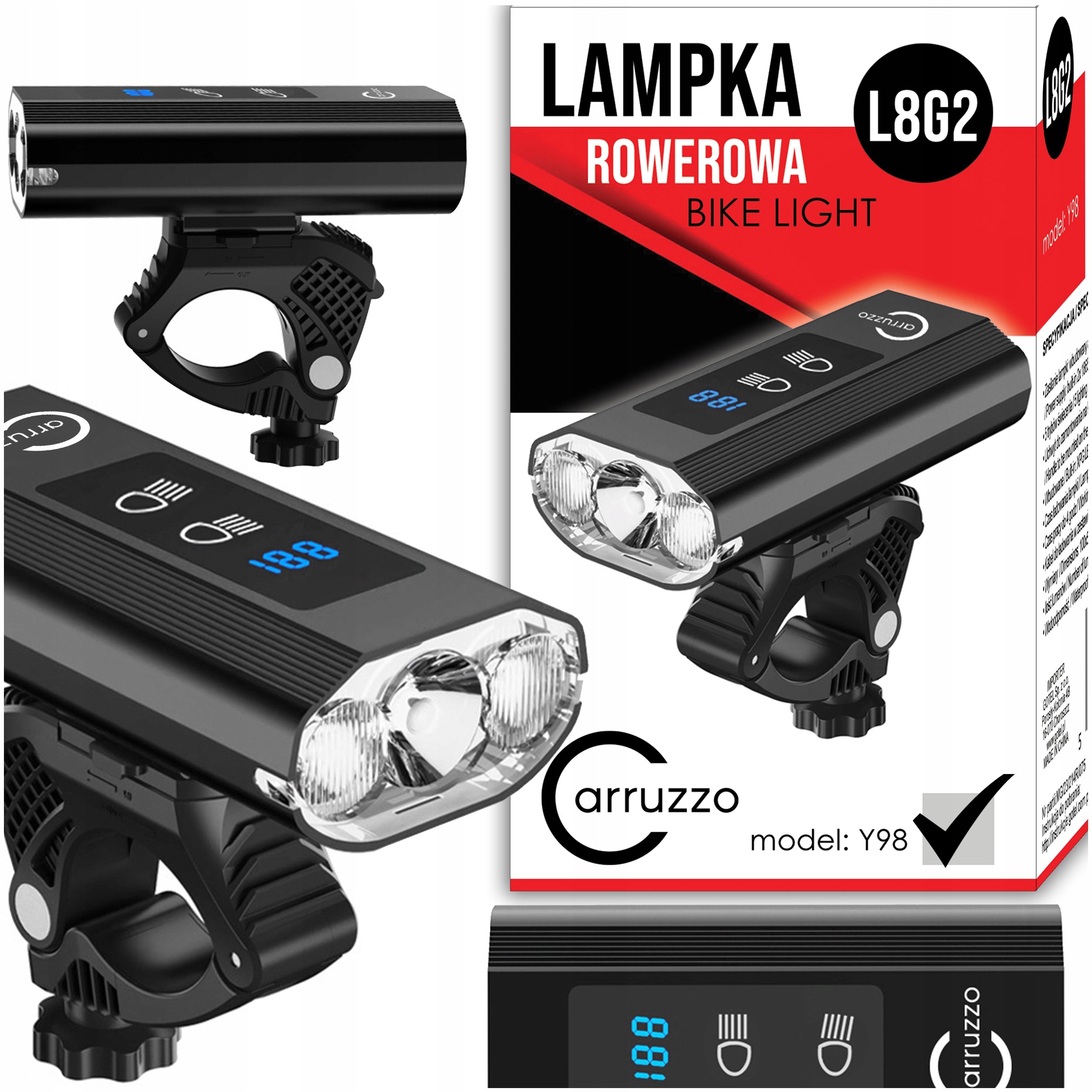 Bicycle Light Long Short 1200lm Powerbank 5 Light Modes Color black