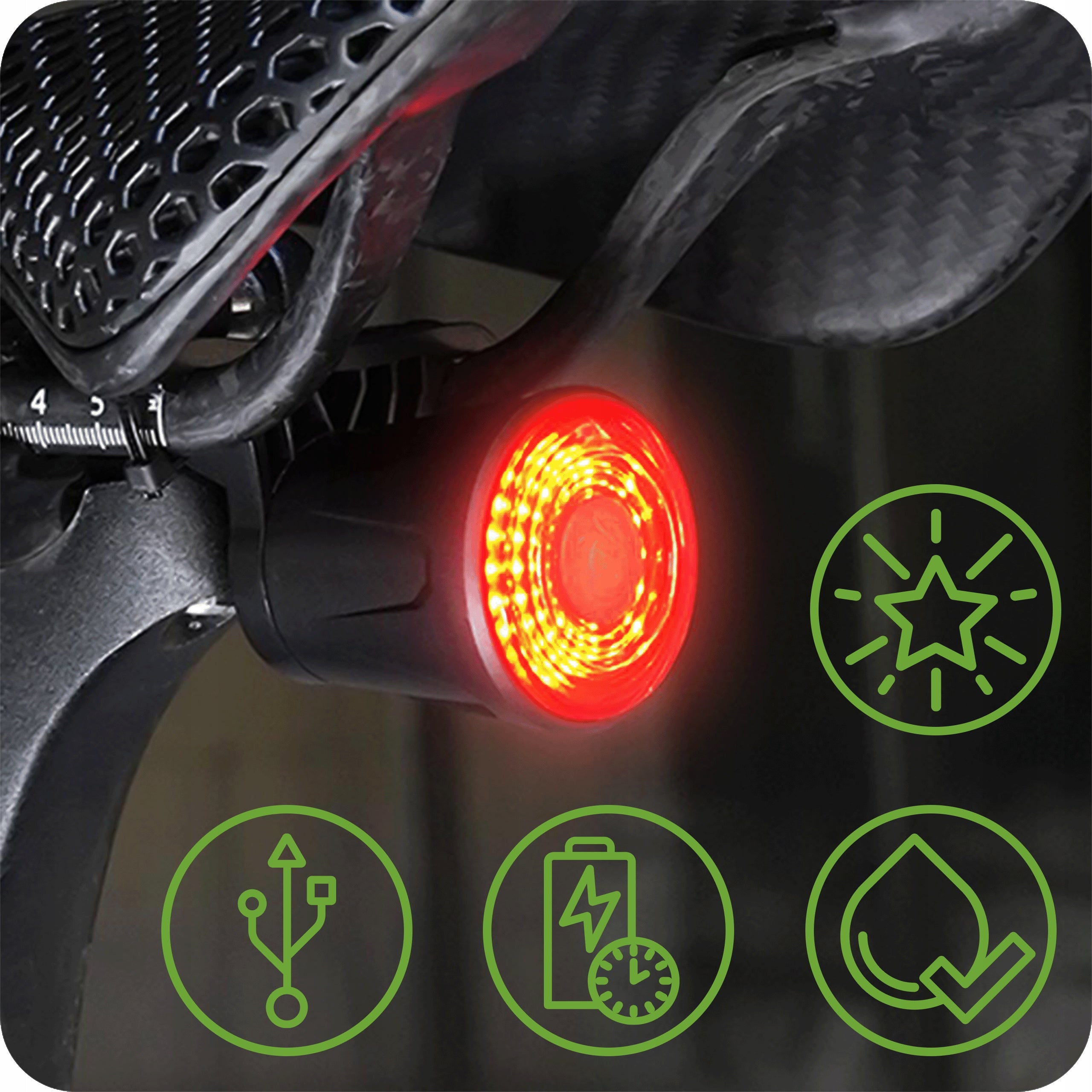Bicycle Light Rear LED Light USB Powerful Rechargeable For Bike 4 Modes Packaging status original