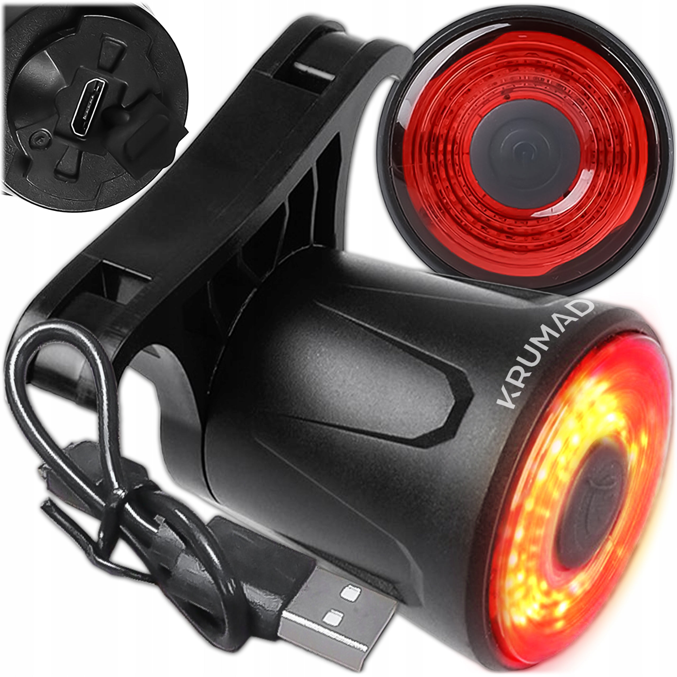 Bicycle Light Rear LED Light USB Powerful Rechargeable For Bike 4 Modes