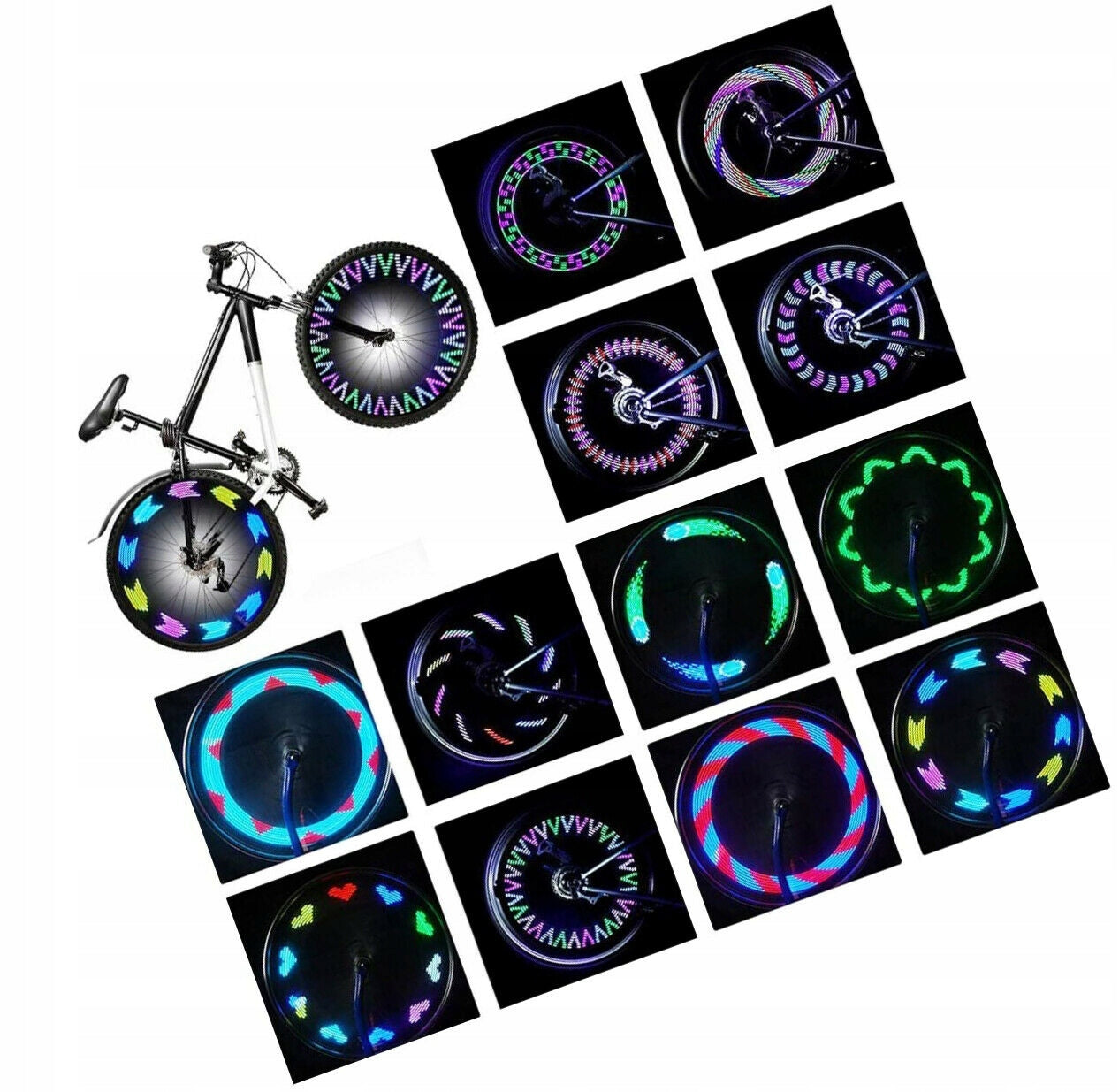 Bicycle Lighting for Spokes 7 LED 12 Different Designs PROFEX Packaging status original