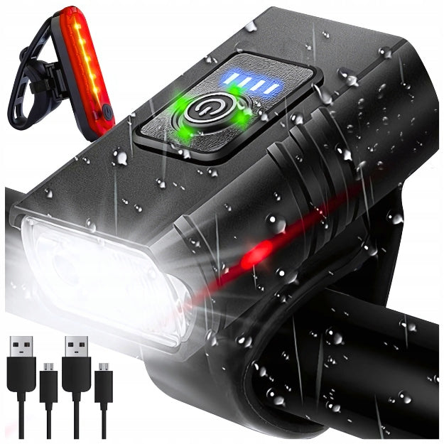 Bicycle Lights USB LED Kit Rechargeable Front Rear Waterproof IPX4 6Modes Brand MEMFLOW