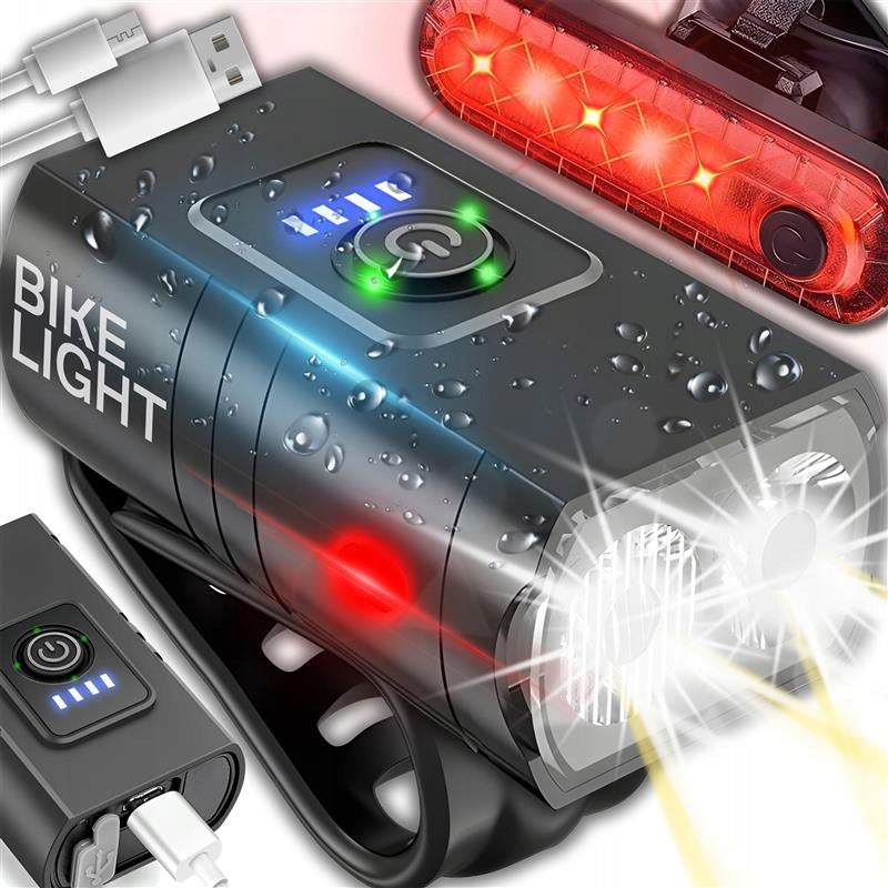 Bicycle Lights USB LED Kit Rechargeable Front Rear Waterproof IPX4 6Modes Manufacturer code lampka rowerowa licznik rowerowy przód tył