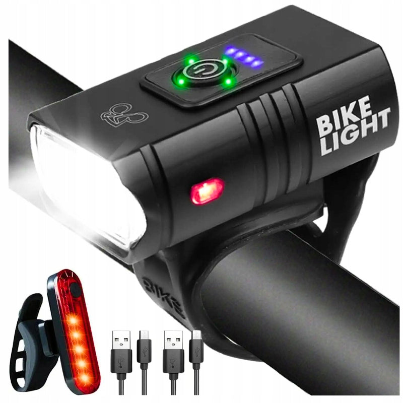 Bicycle Lights USB LED Kit Rechargeable Front Rear Waterproof IPX4 6Modes