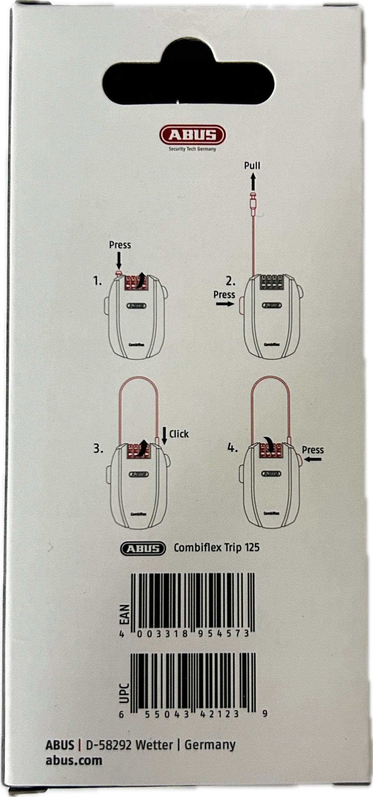 Bicycle Lock Cable Lock Abus Combiflex Trip 125 cm Cipher Manufacturer code 95457