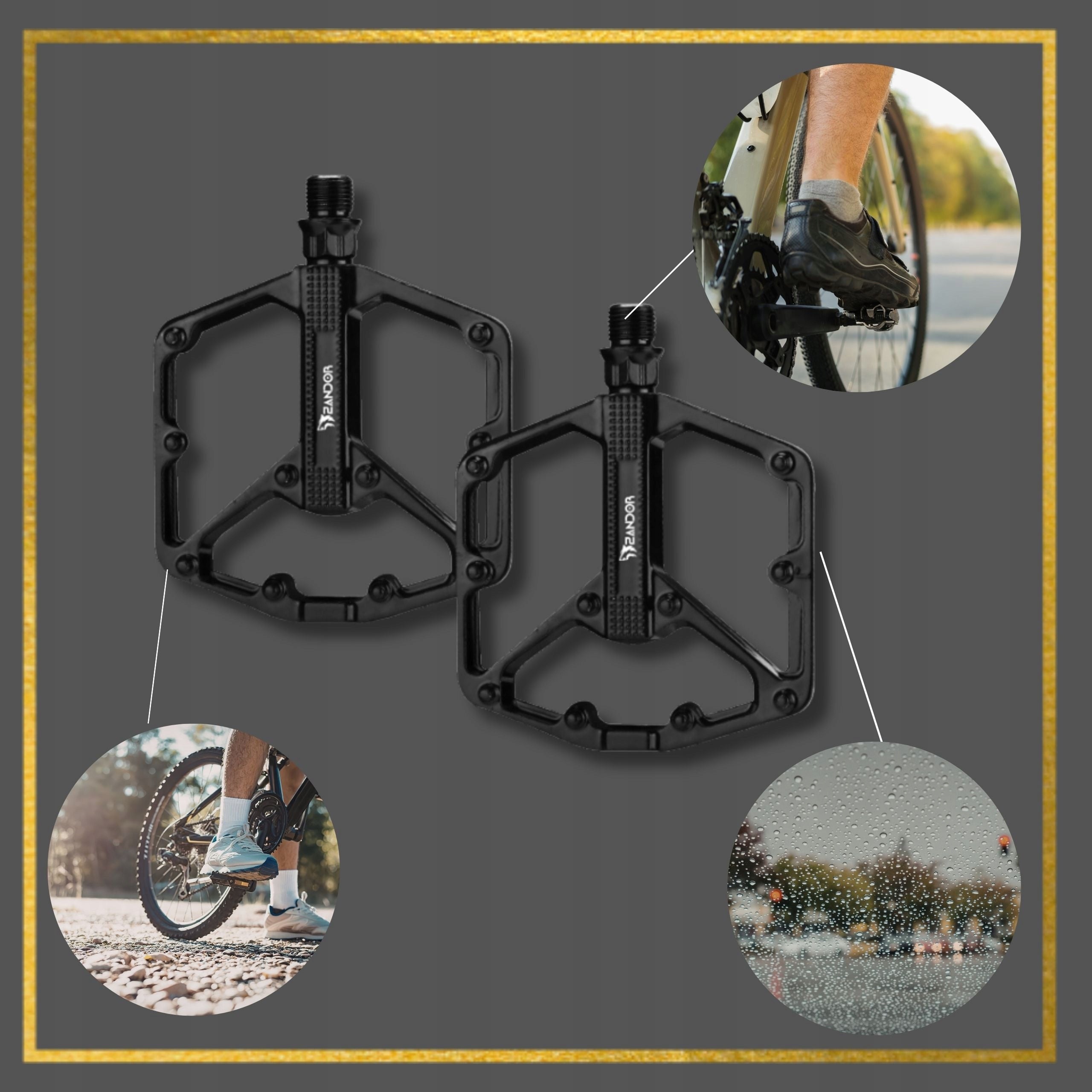 Bicycle Pedals Aluminum Platform Platforms 2x Bearings Set Black Manufacturer code PEDAŁY ROWEROWE PLATFORMY ALUMINIOWE