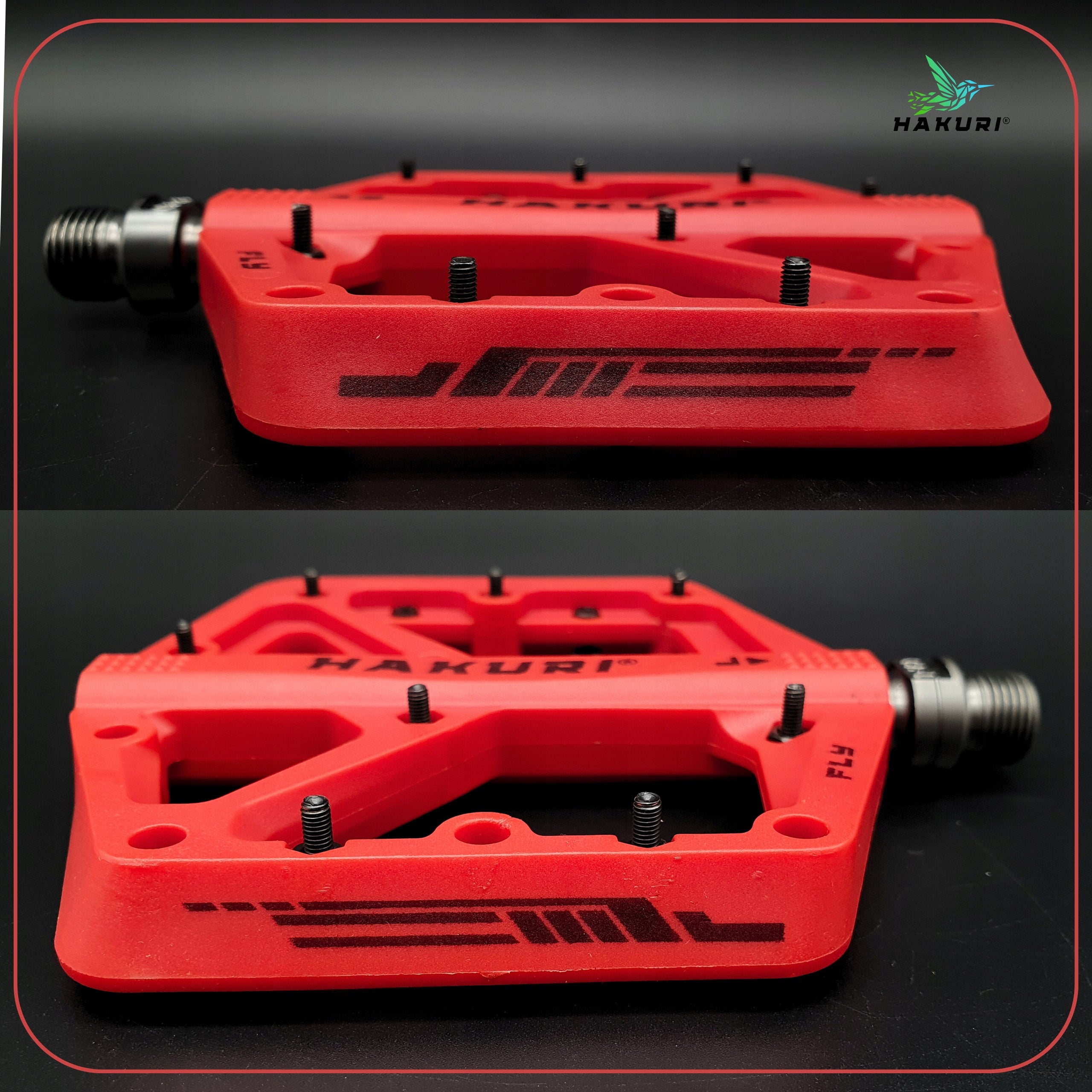 Bicycle Pedals NYLON Machine Beds Lightweight with Pins Red MTB RED Color red