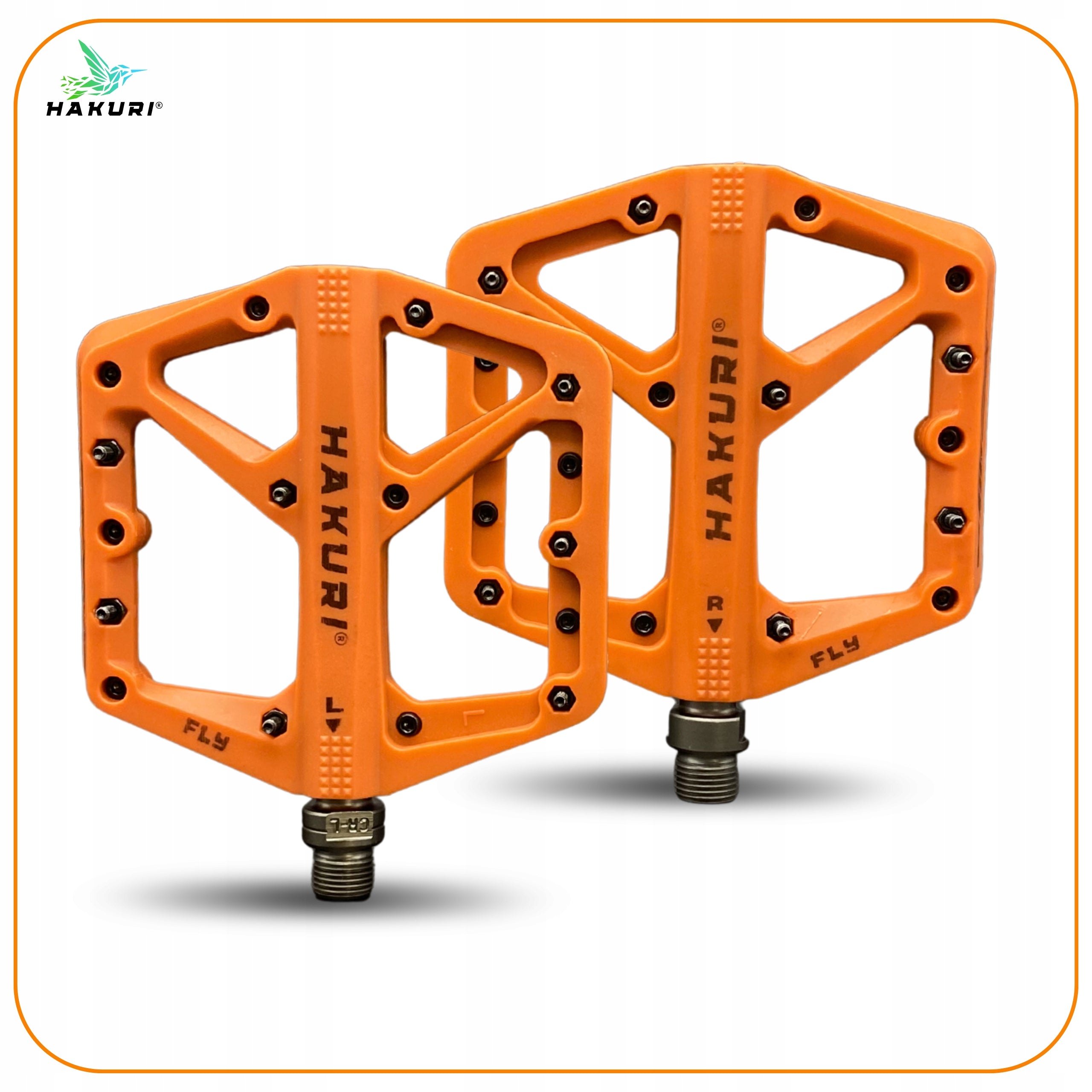 Bicycle Pedals Platform Pedals ORANGE Lightweight Nylon with Pins Packaging status original
