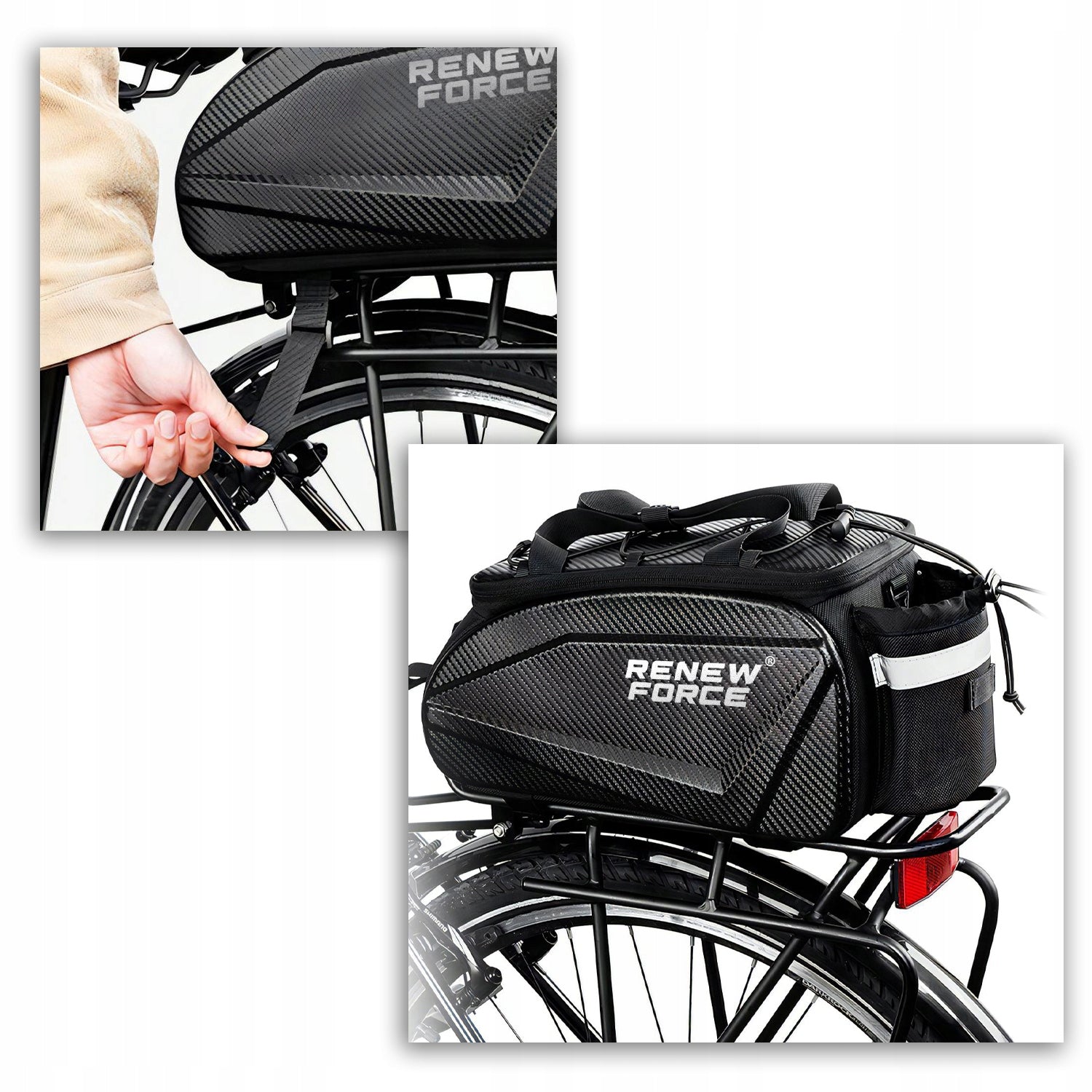 Bicycle Pouch Bag Rear for Bike Rack Waterproof CARBON LIGHTWEIGHT Kind rear