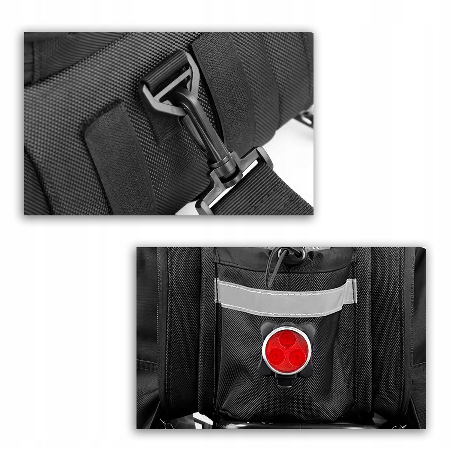 Bicycle Pouch Bag Rear for Bike Rack Waterproof CARBON LIGHTWEIGHT Model Wodoodporna na bagażnik z odblaskami do noszenia