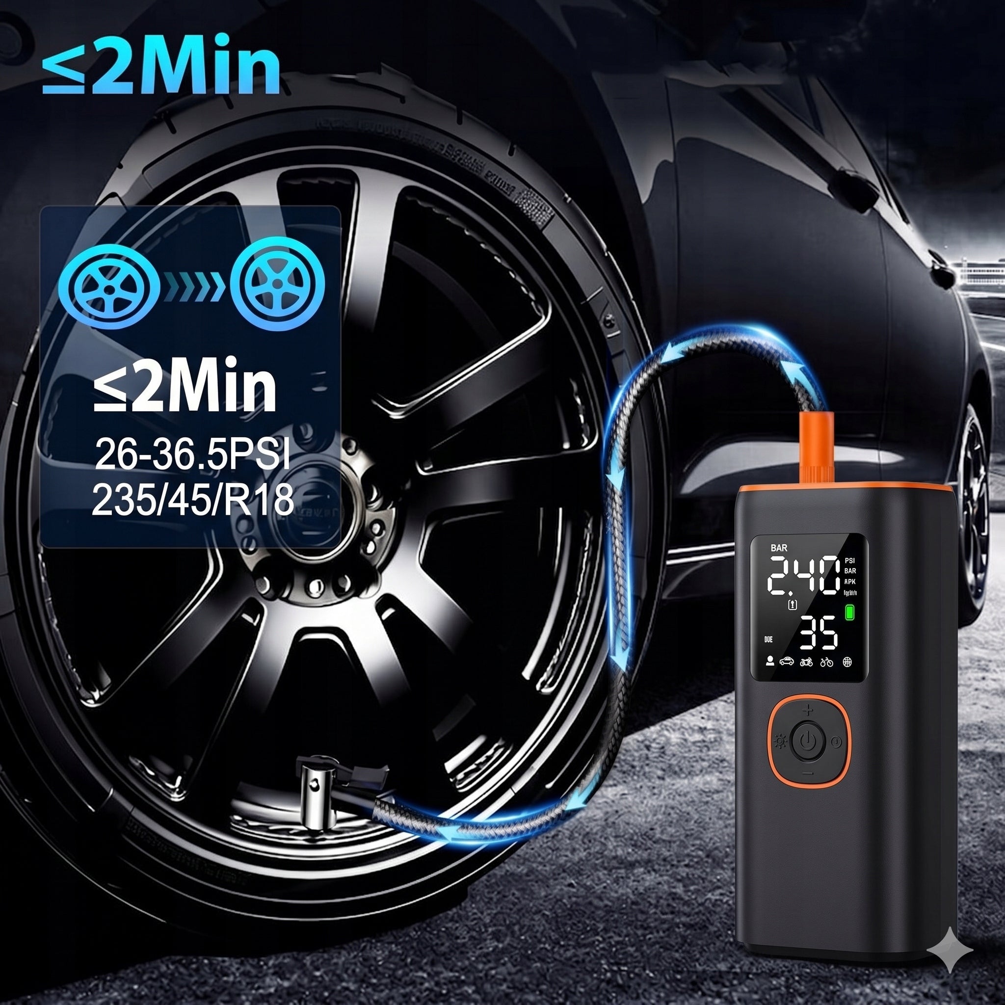 Bicycle Pump Car Compressor Cordless Powerbank 7500mAh Dominant material synthetic material