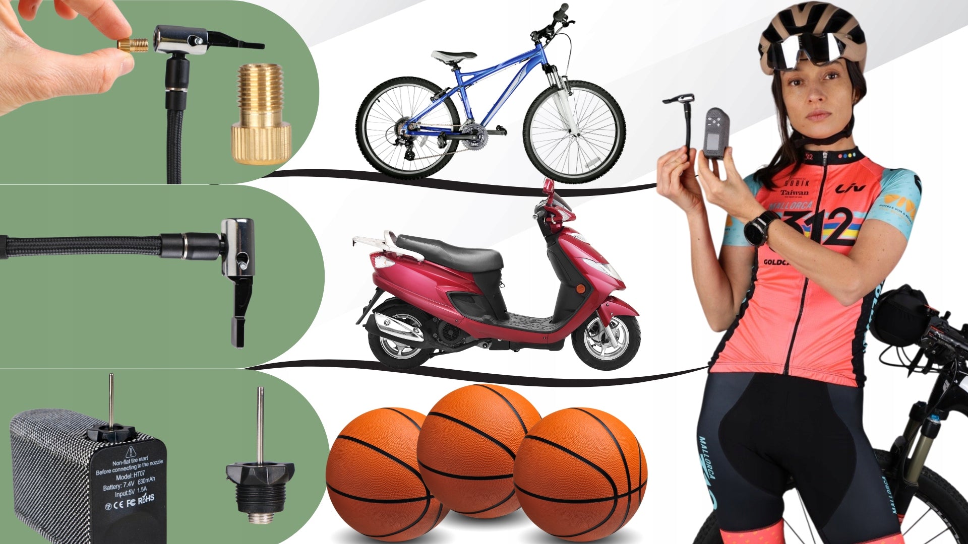 Bicycle Pump Electric Mini Compressor Portable Wireless 7 BAR Color gray