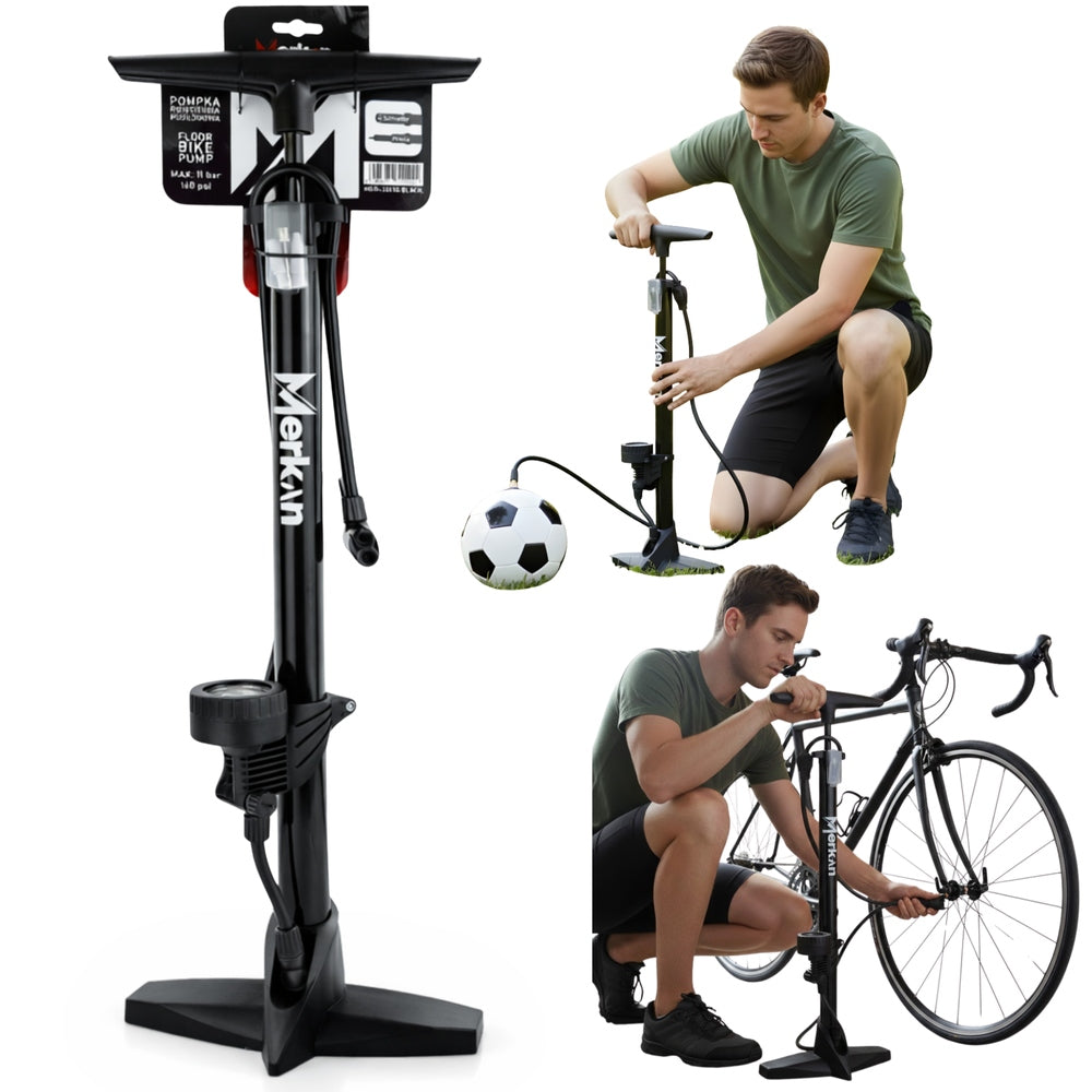 Bicycle Pump For Bicycle Handball With Floor Pressure Gauge MERKAN