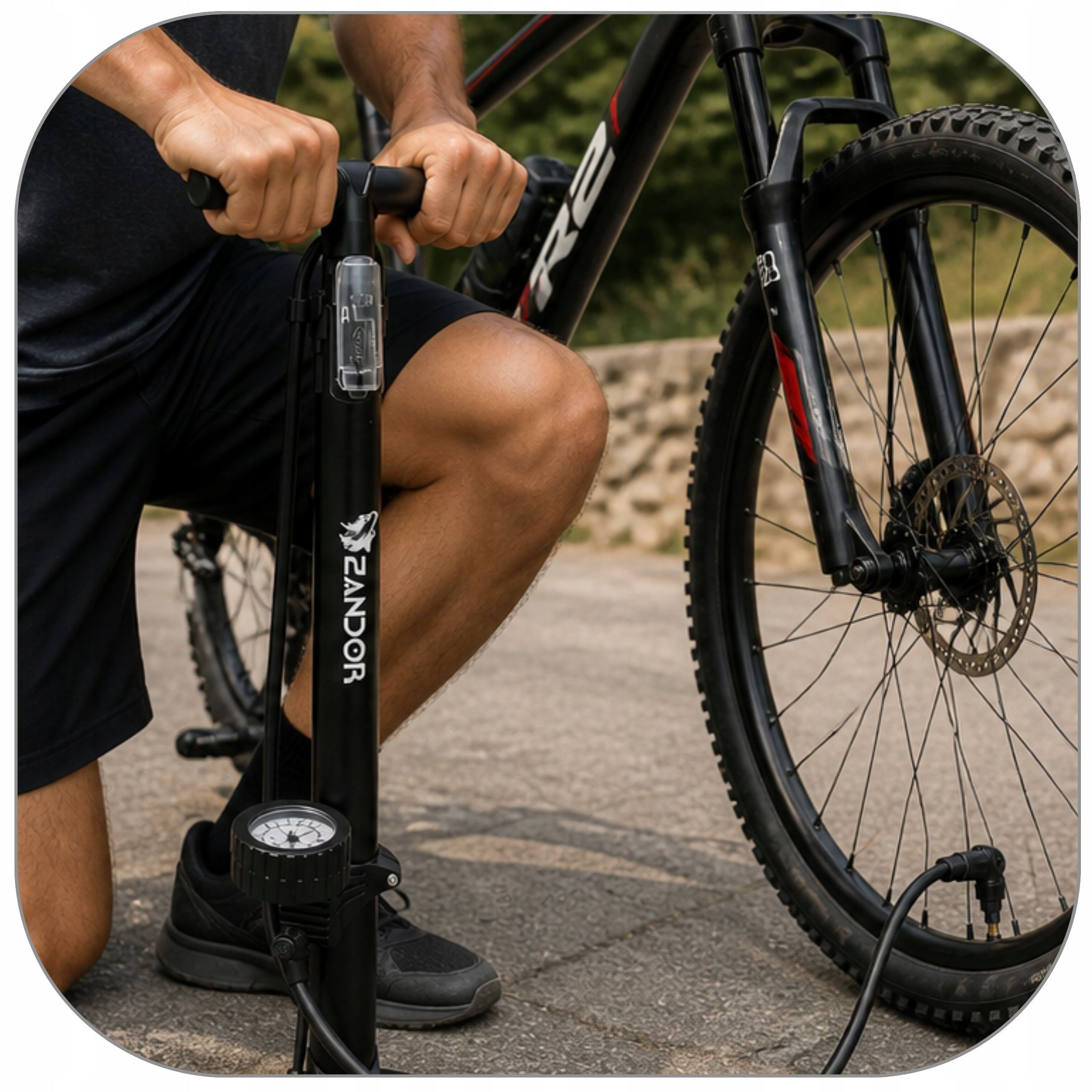 Bicycle Pump Handheld Stationary Floor For Mattress Balls Adapters 3in1 Brand Zandor