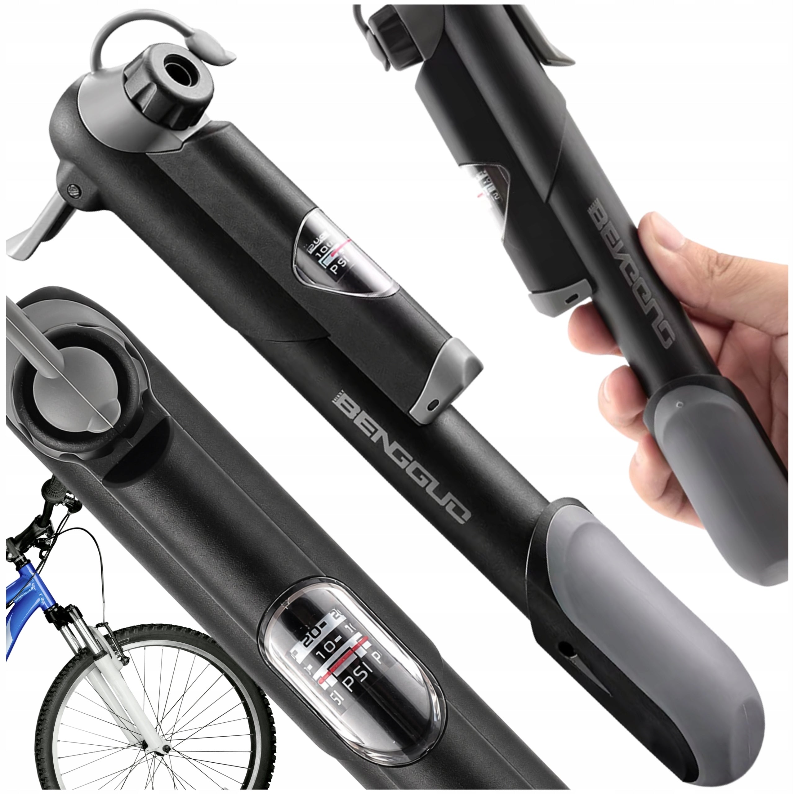 Bicycle Pump Pressure Gauge 120 PSI Hand Pressure Telescopic Compact Packaging status original