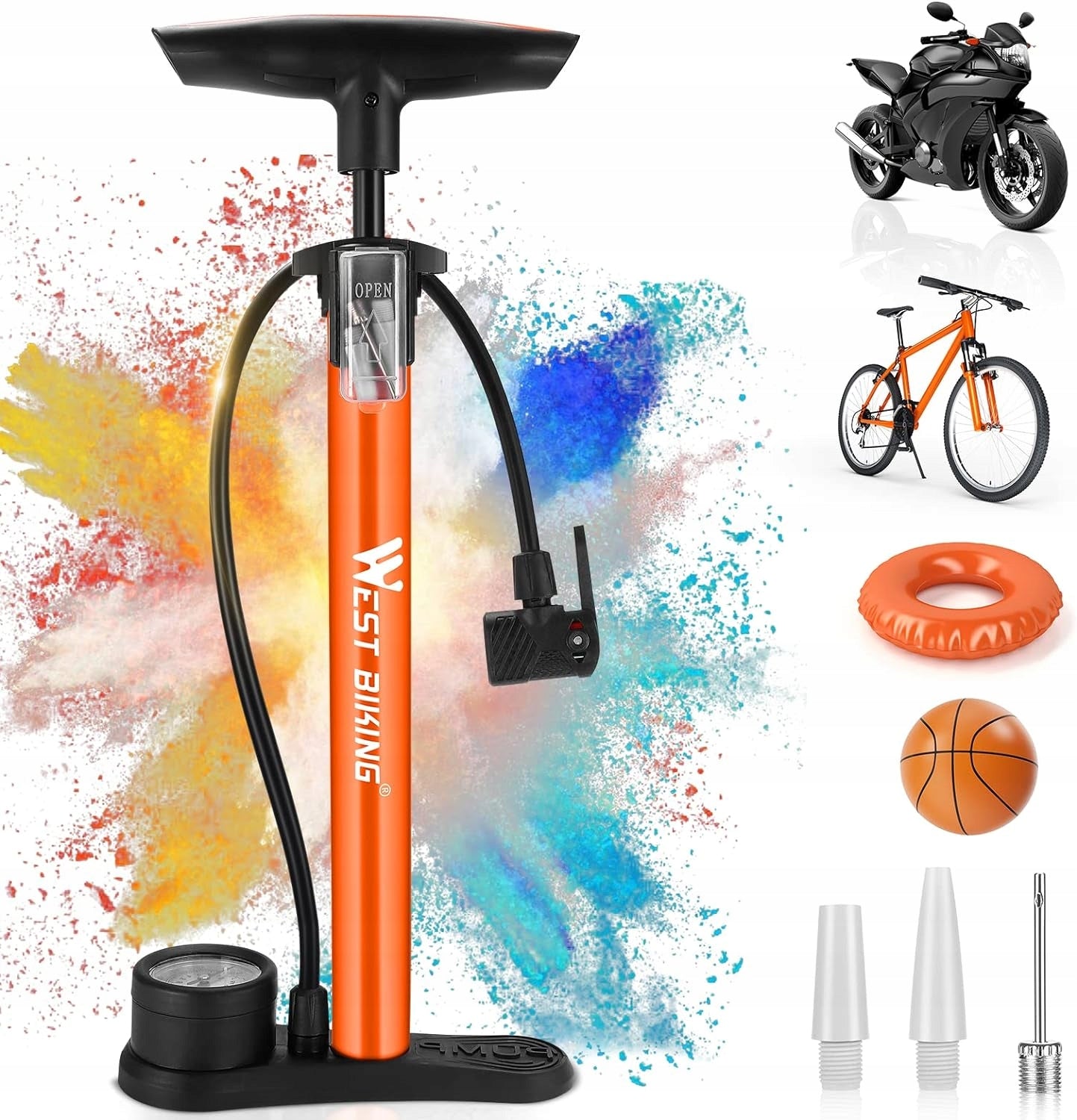 Bicycle Pump with Pressure Gauge Floor Pump 11 Bar/ 160 PSI