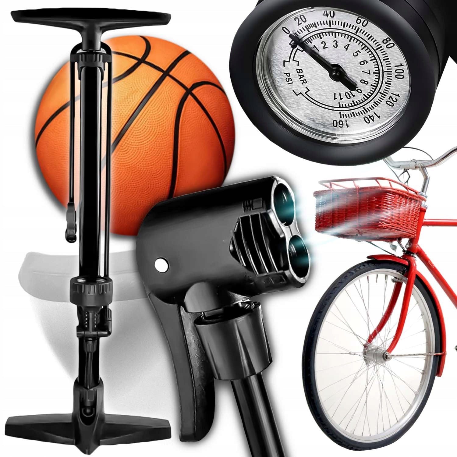 Bicycle Pump with Pressure Gauge for Bicycle HIGH Manual Car Floor