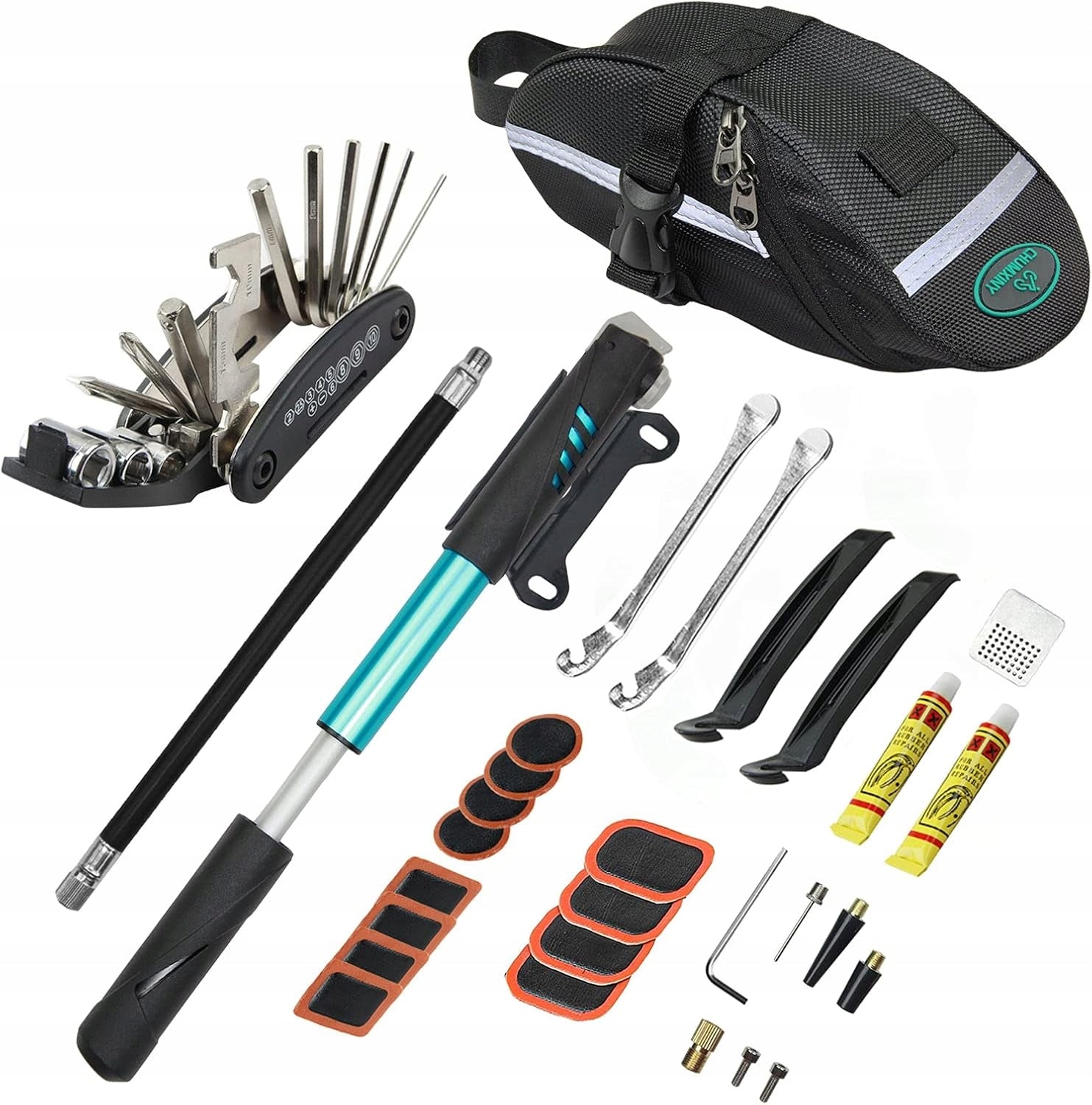 Bicycle Repair Kit Pouch Pump Keys Multitool Tools Bicycle